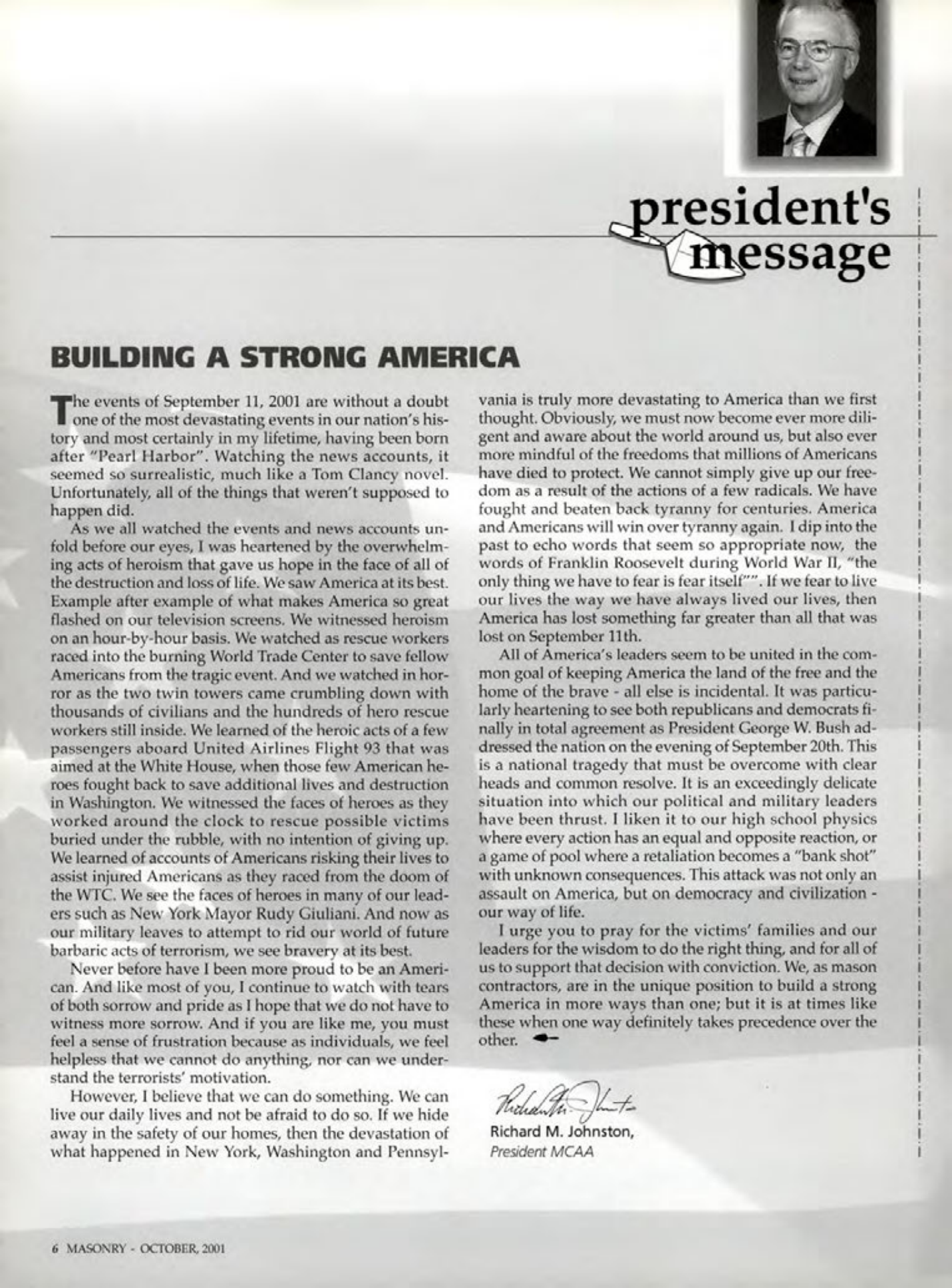 Masonry Magazine October 2001 Page. 6