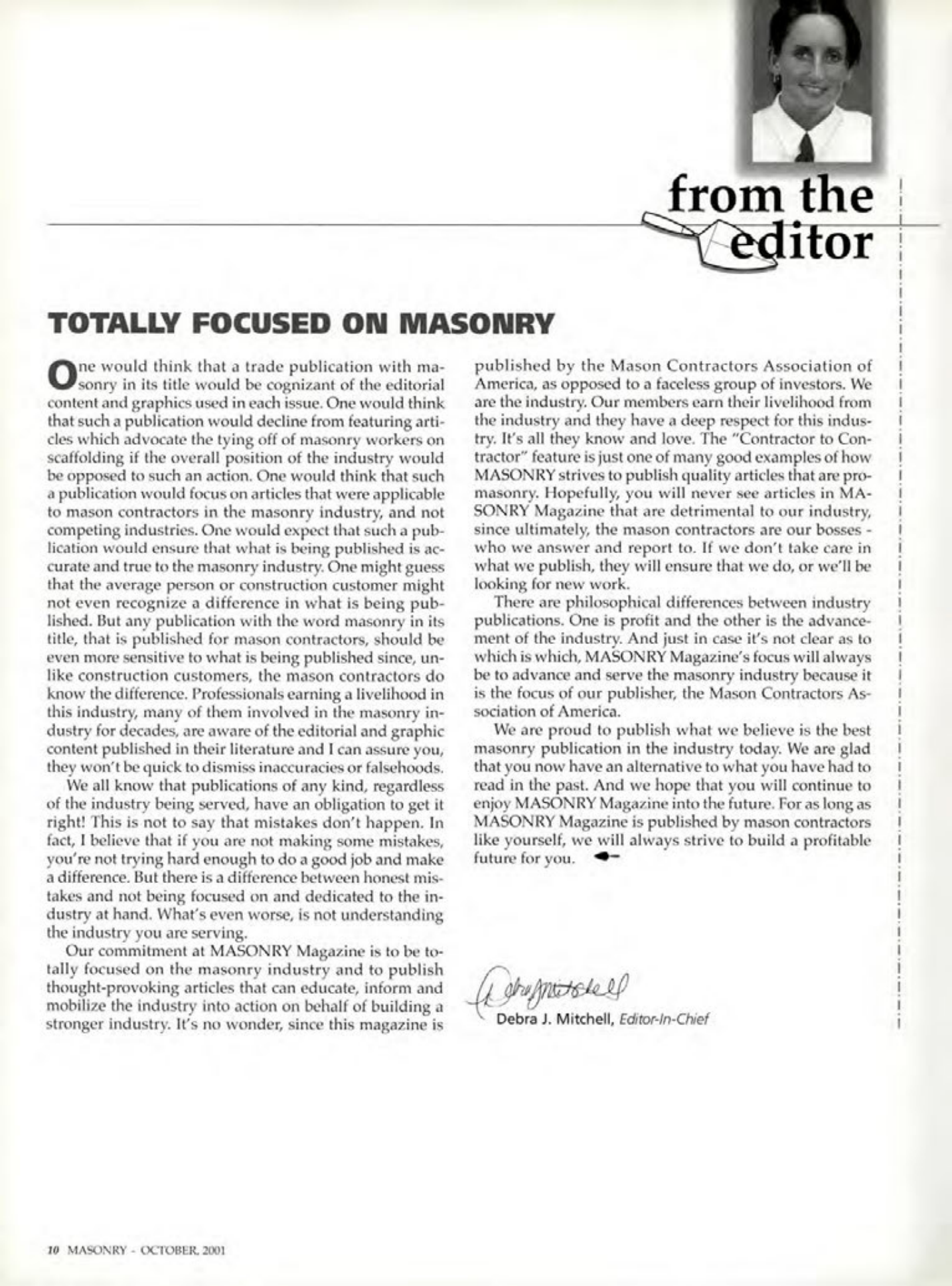 Masonry Magazine October 2001 Page. 10