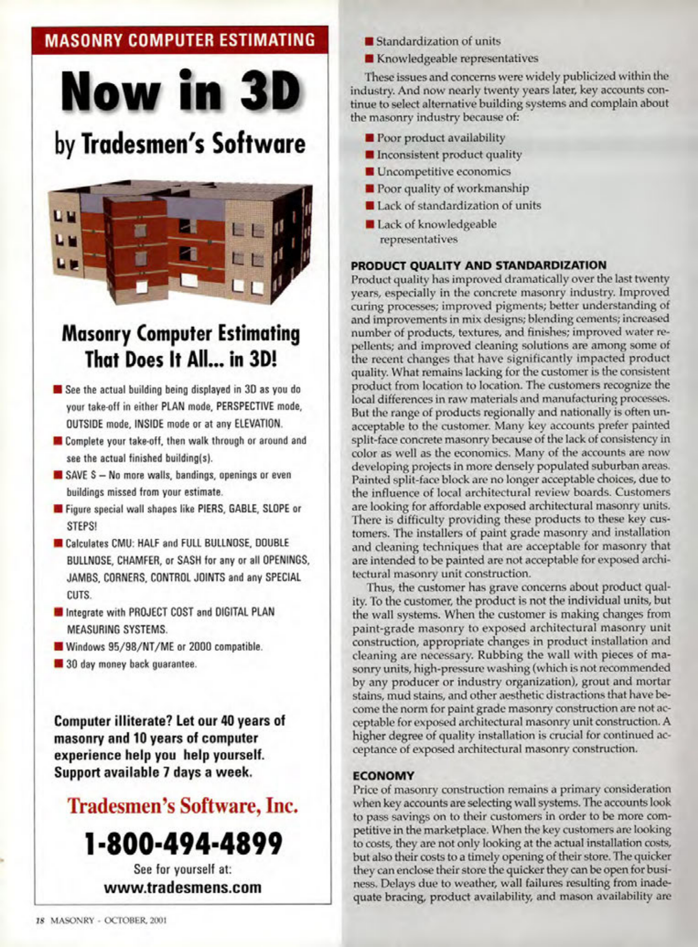 Masonry Magazine October 2001 Page. 18