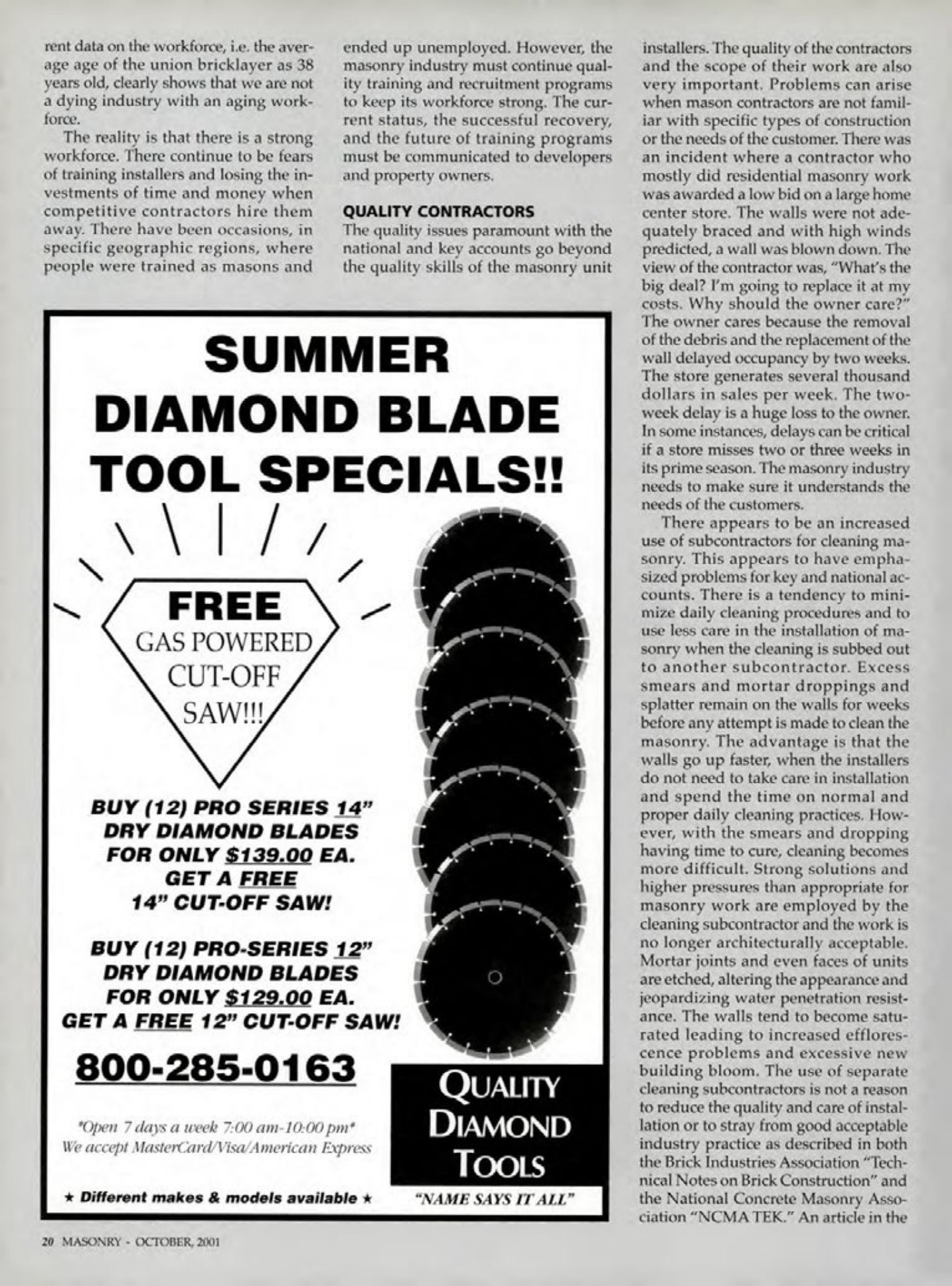Masonry Magazine October 2001 Page. 20
