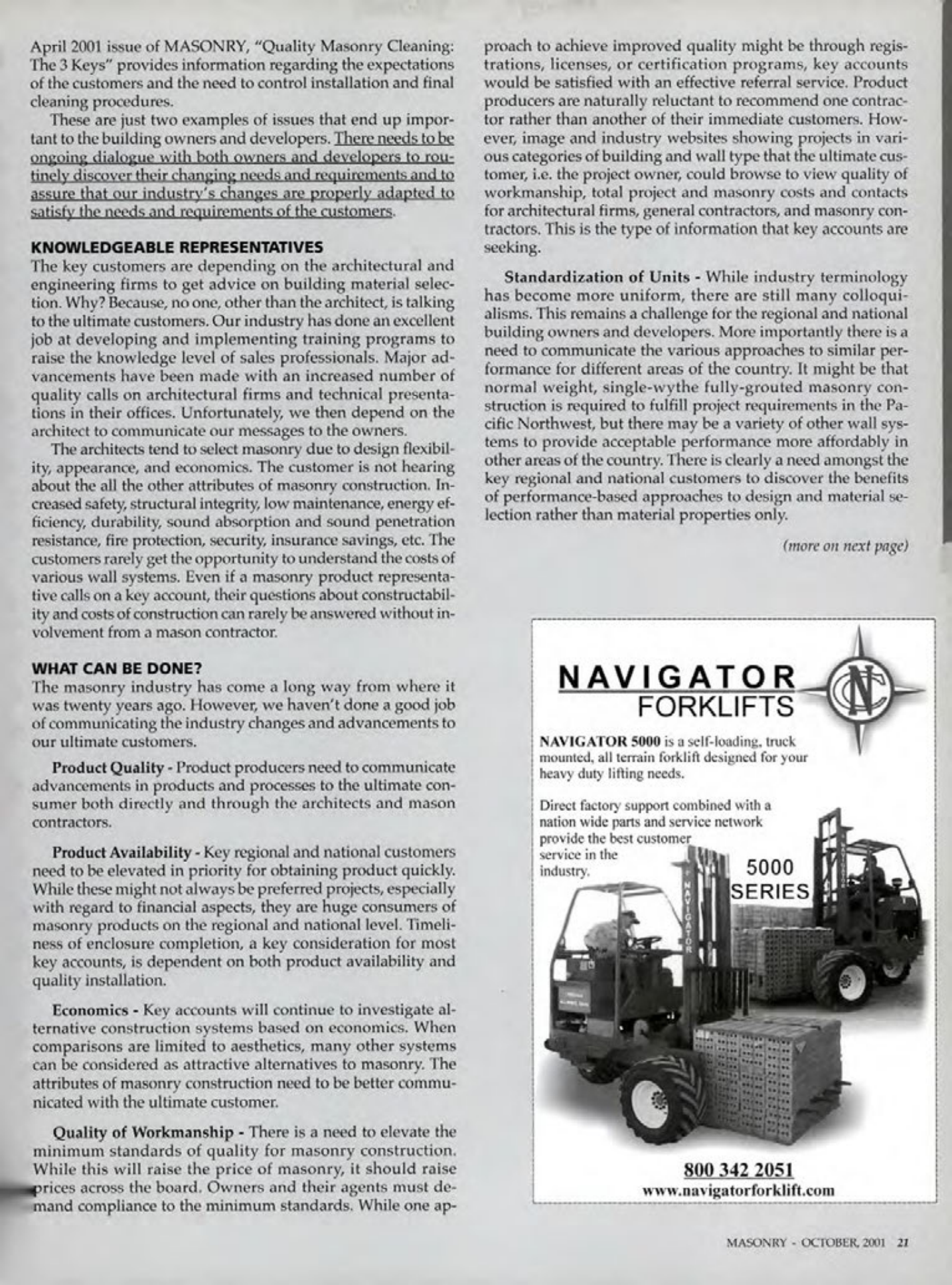 Masonry Magazine October 2001 Page. 21