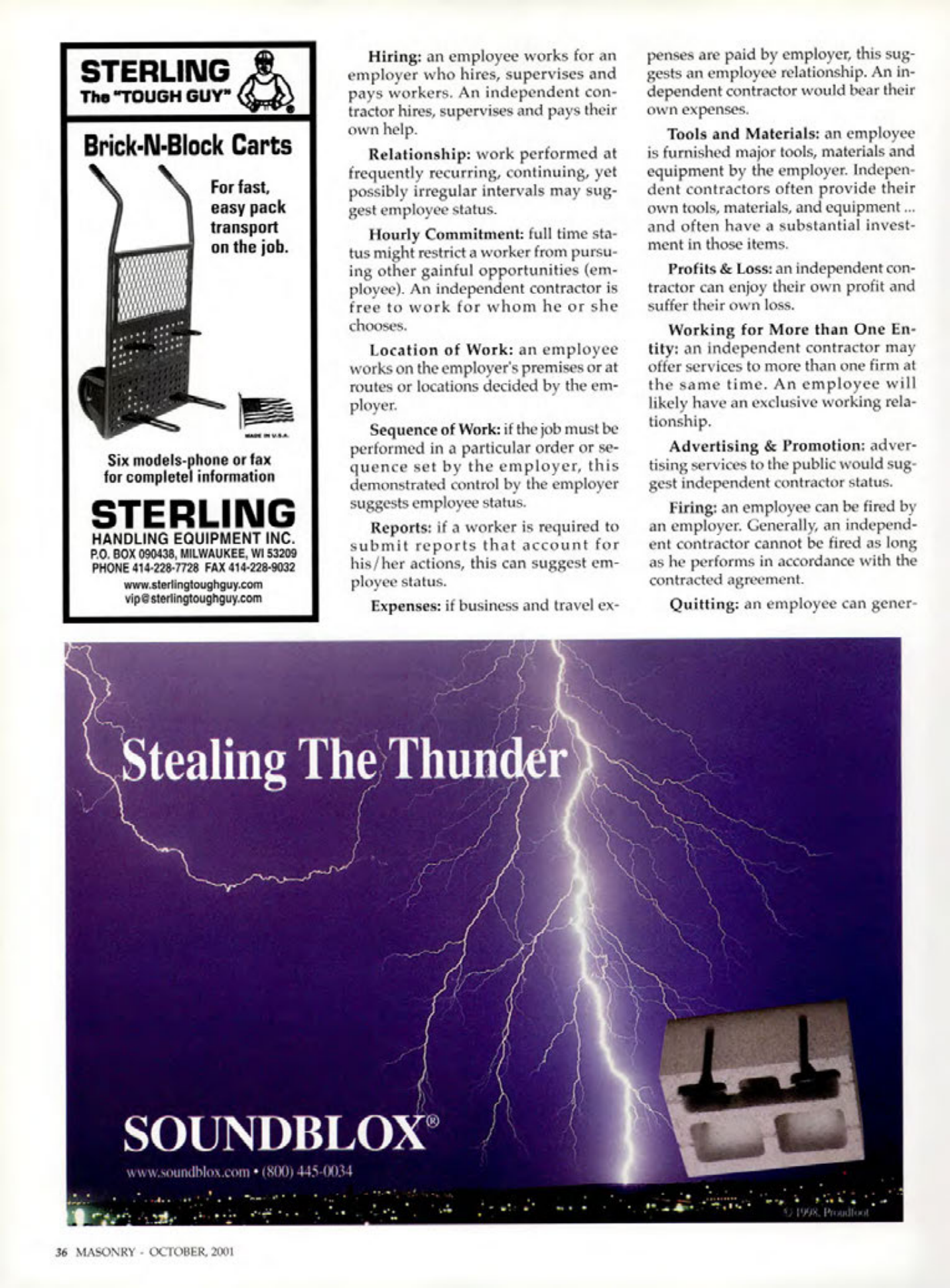 Masonry Magazine October 2001 Page. 36