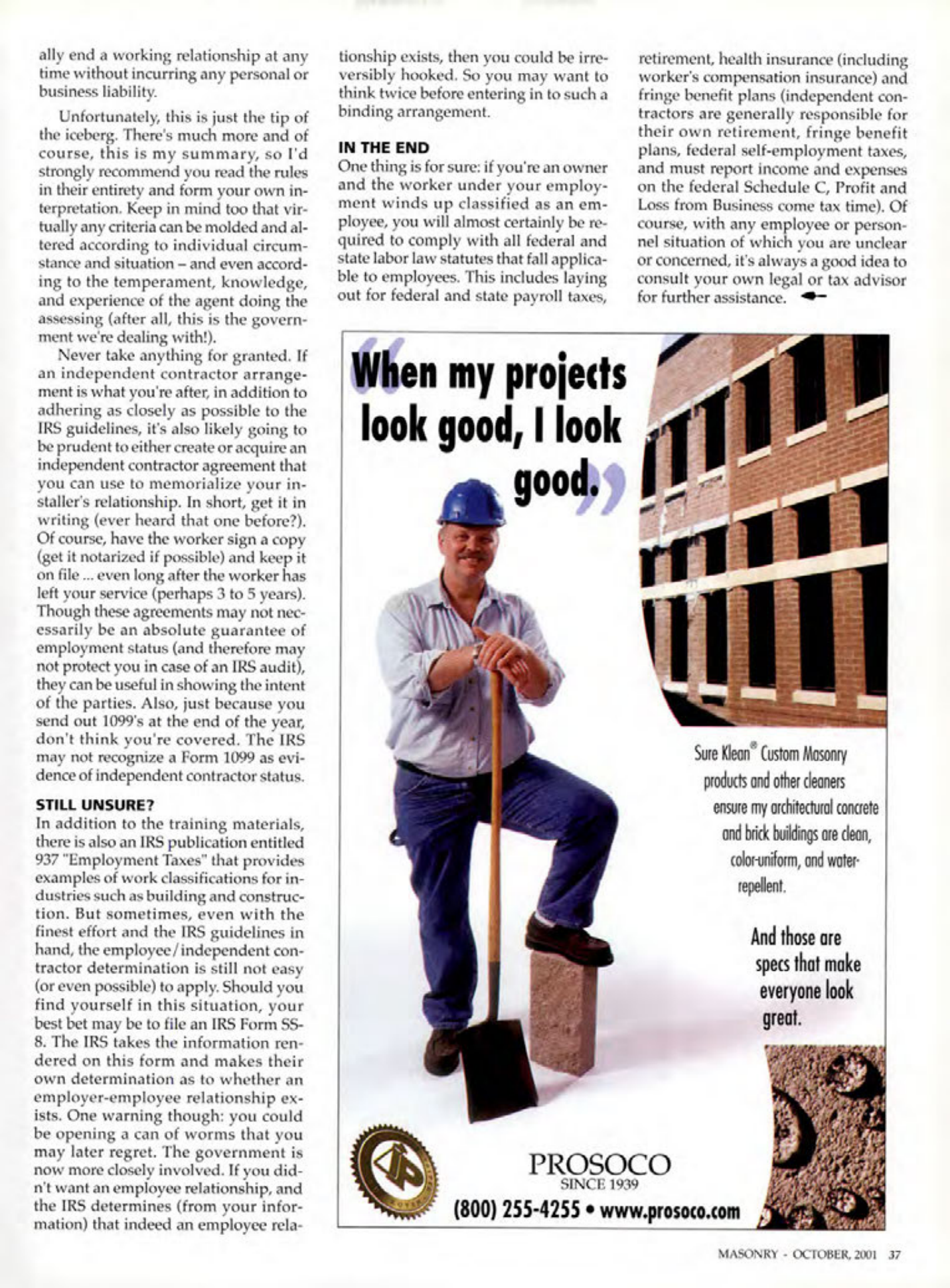 Masonry Magazine October 2001 Page. 37
