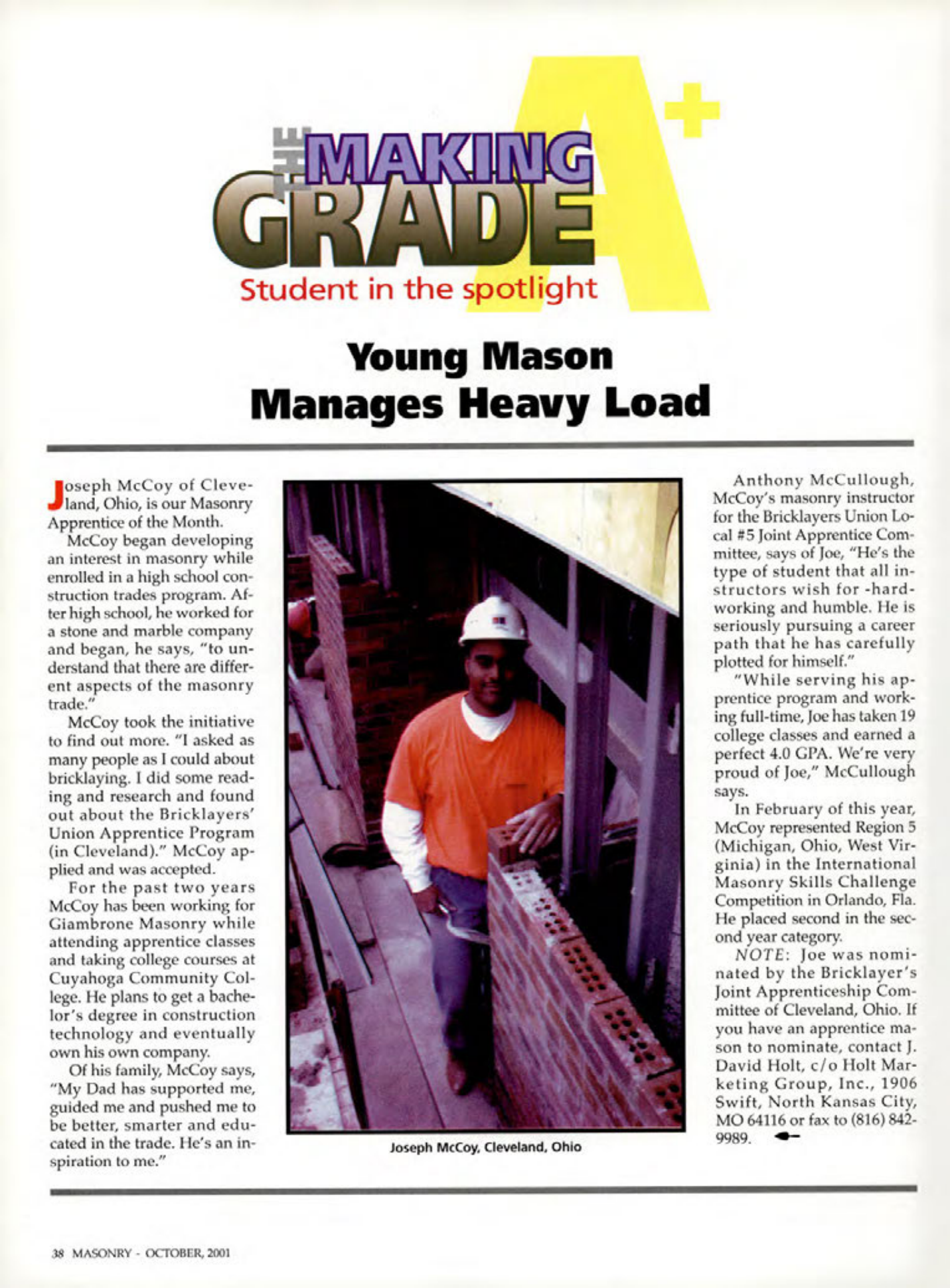 Masonry Magazine October 2001 Page. 38