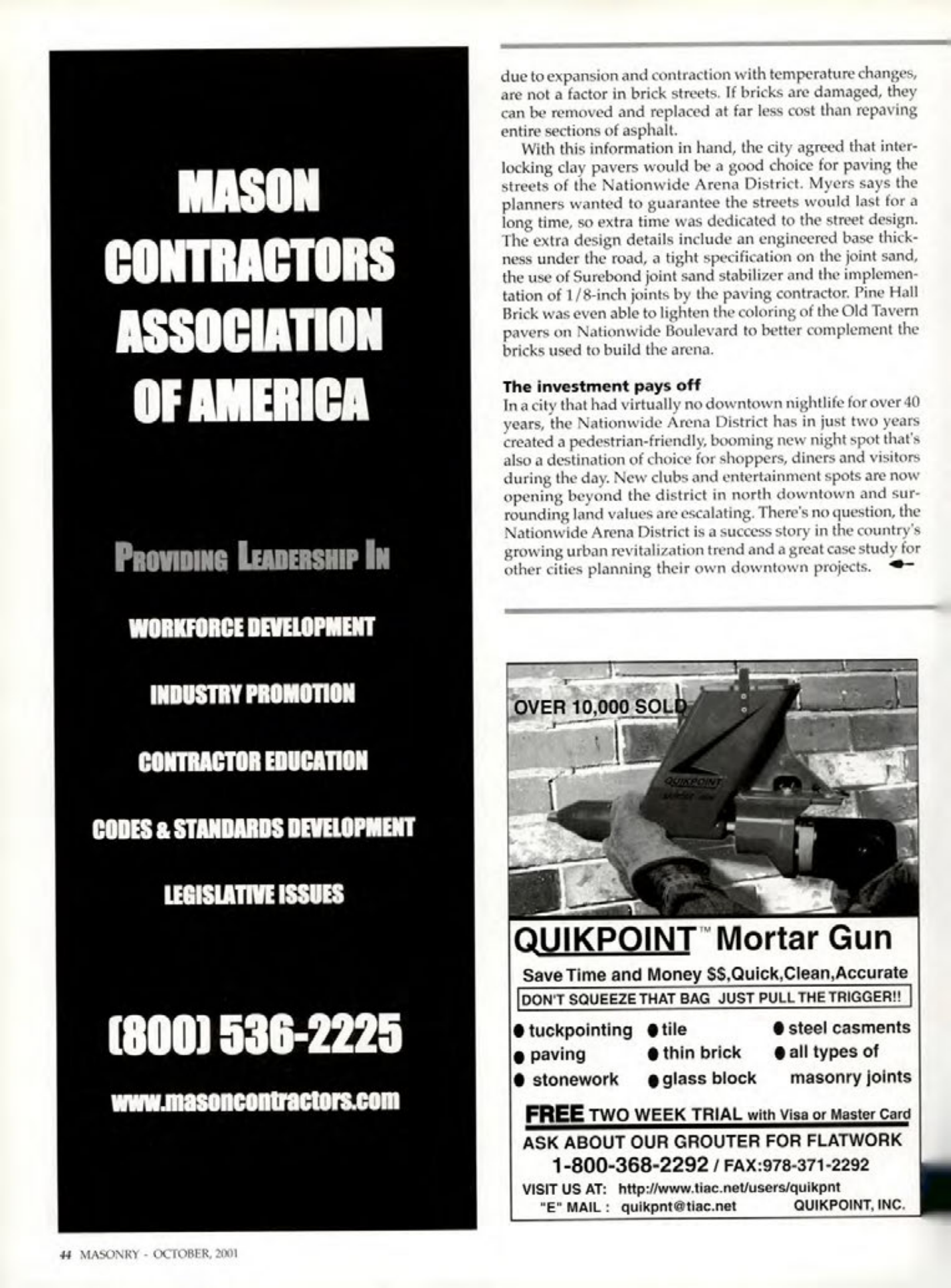 Masonry Magazine October 2001 Page. 44