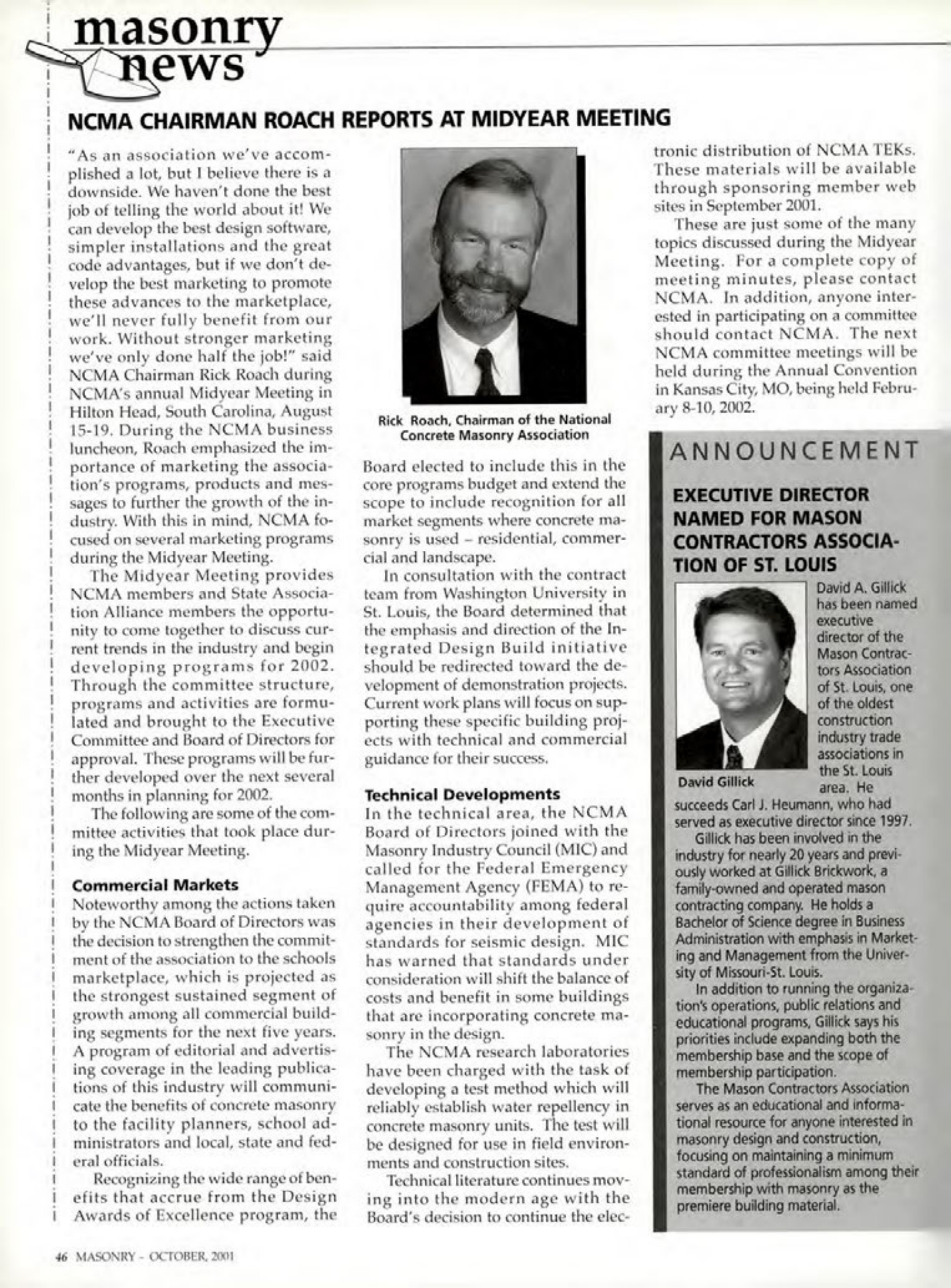 Masonry Magazine October 2001 Page. 46