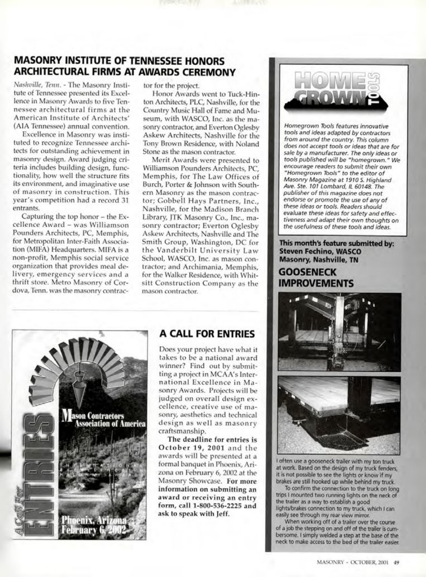 Masonry Magazine October 2001 Page. 49