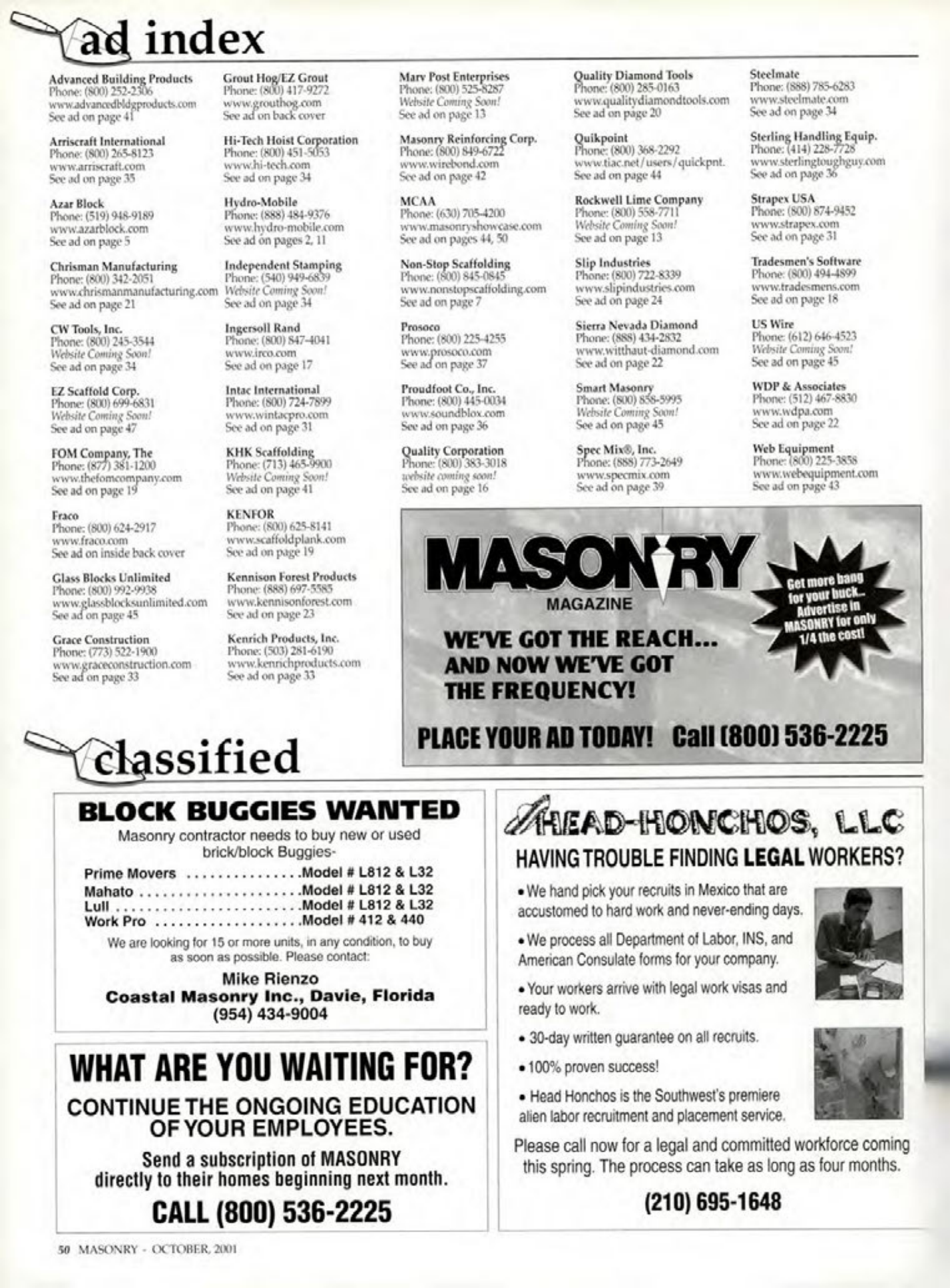Masonry Magazine October 2001 Page. 50