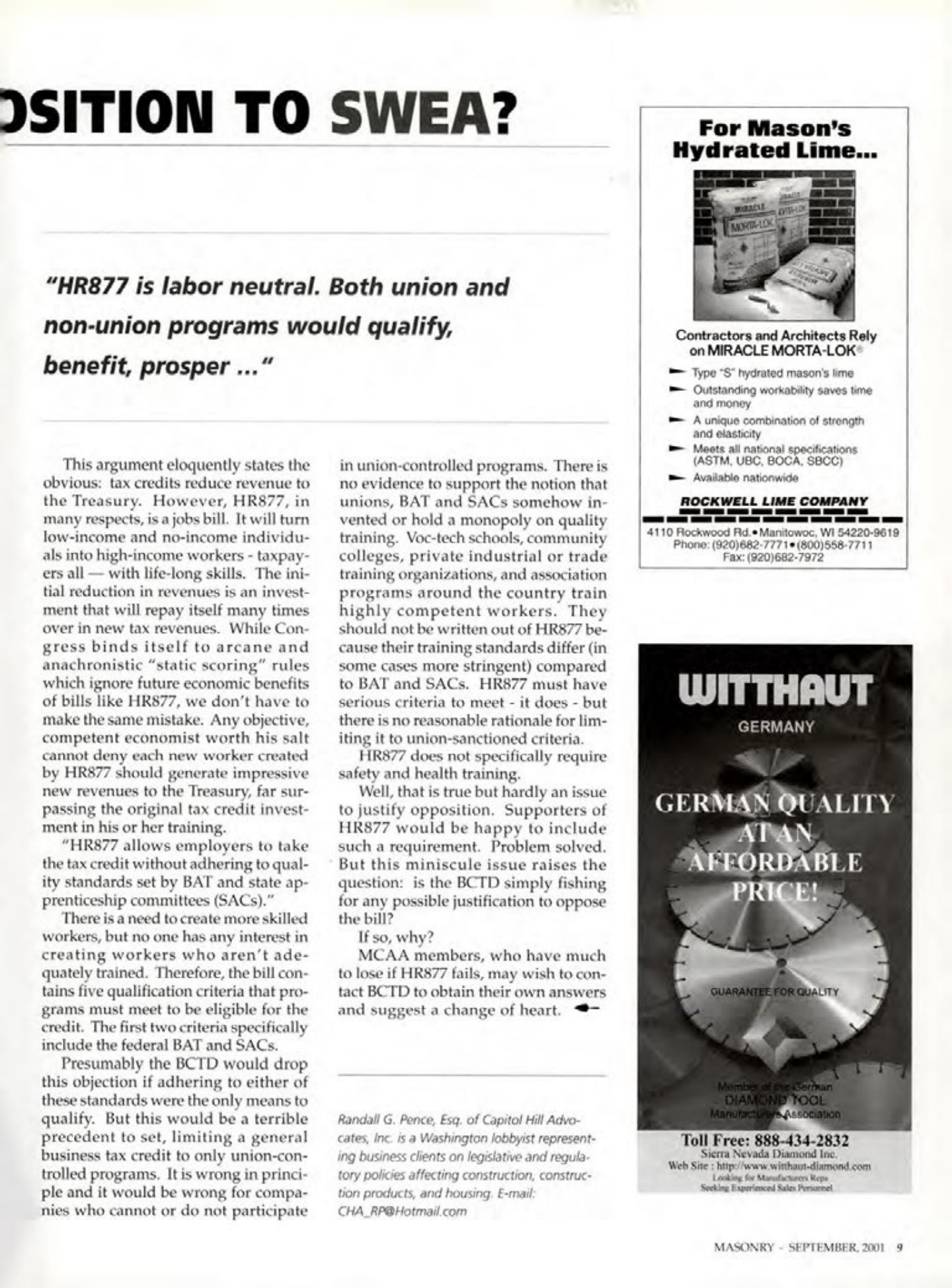 Masonry Magazine September 2001 Page. 9