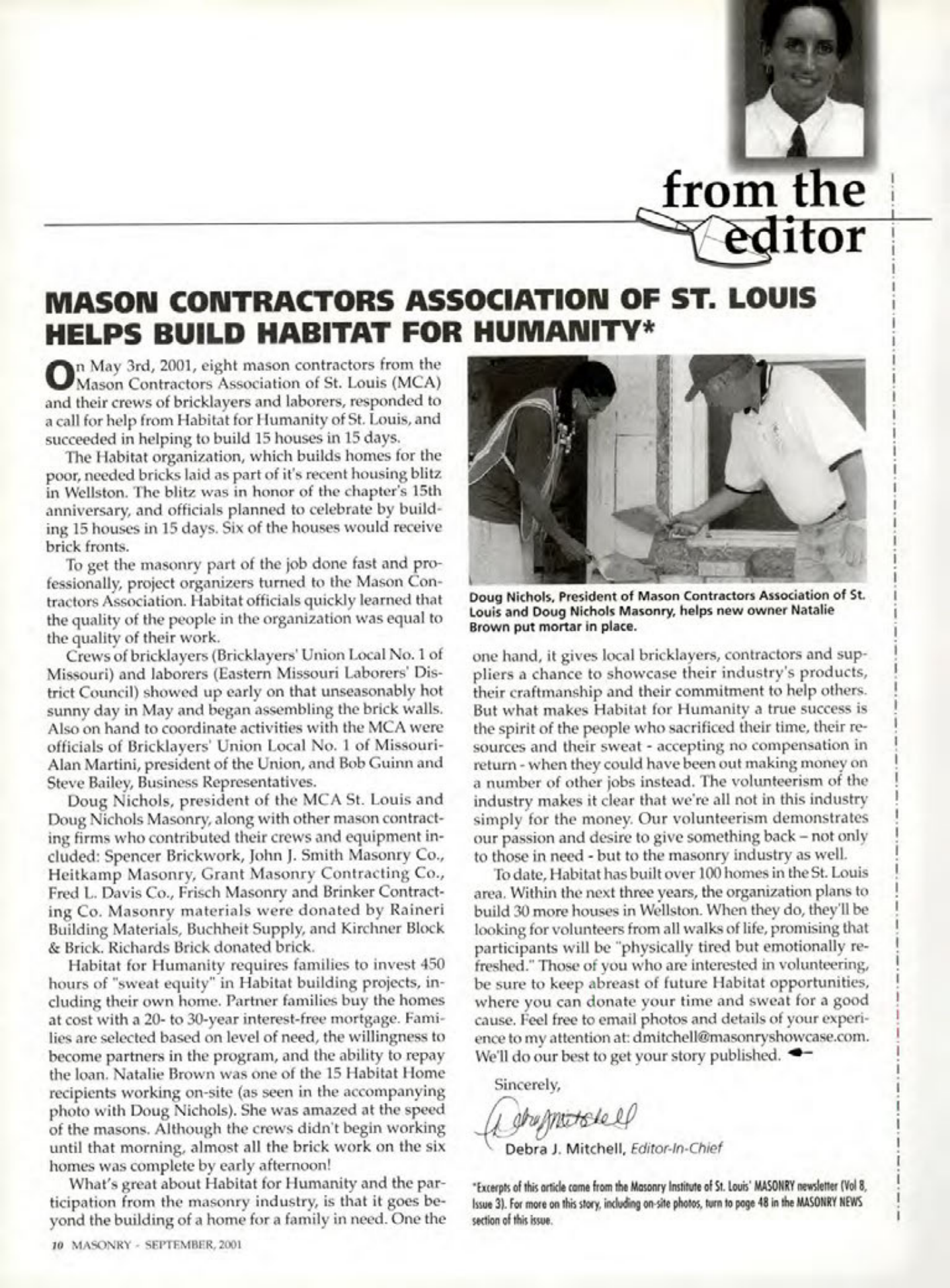 Masonry Magazine September 2001 Page. 10
