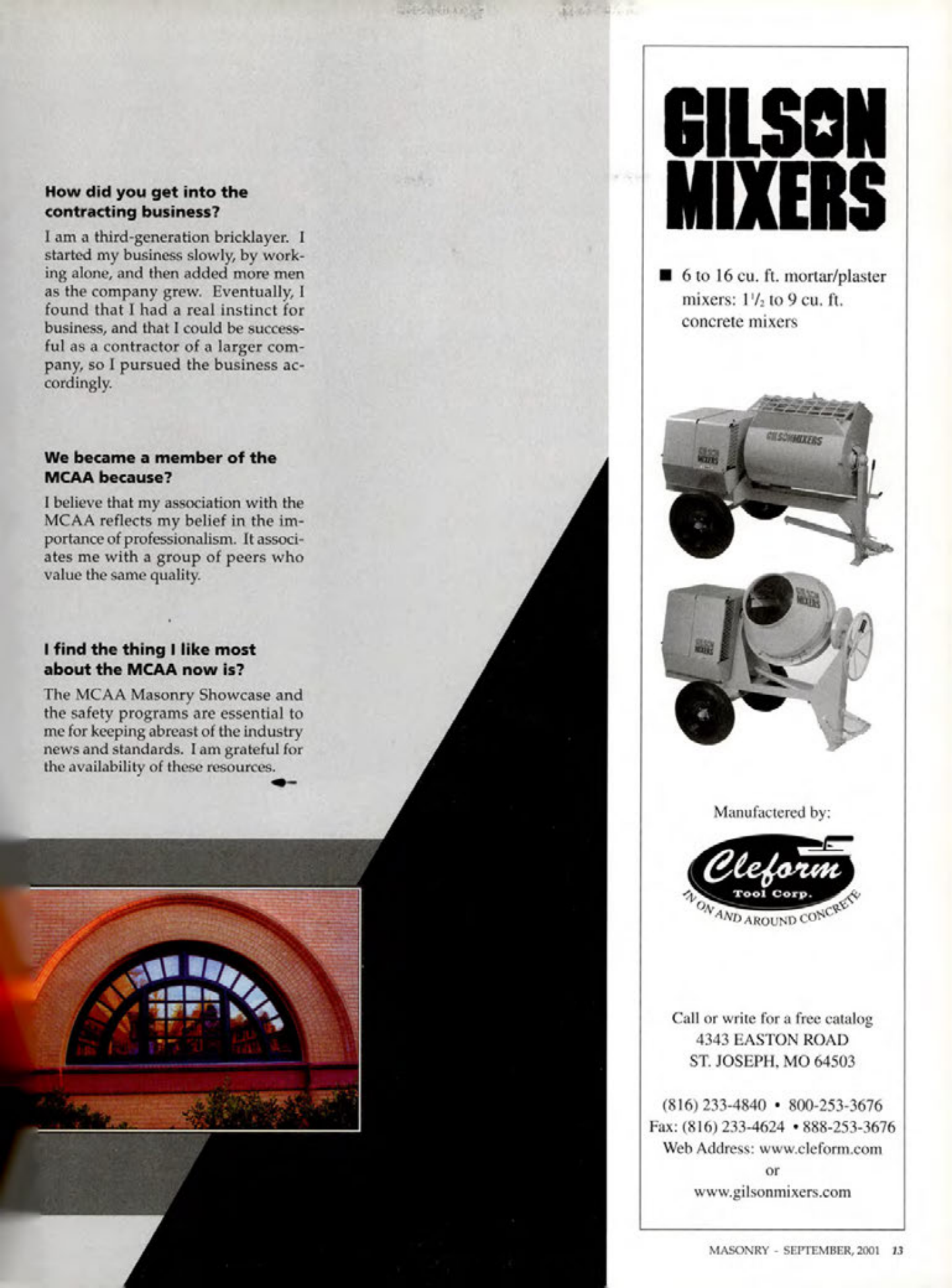 Masonry Magazine September 2001 Page. 13