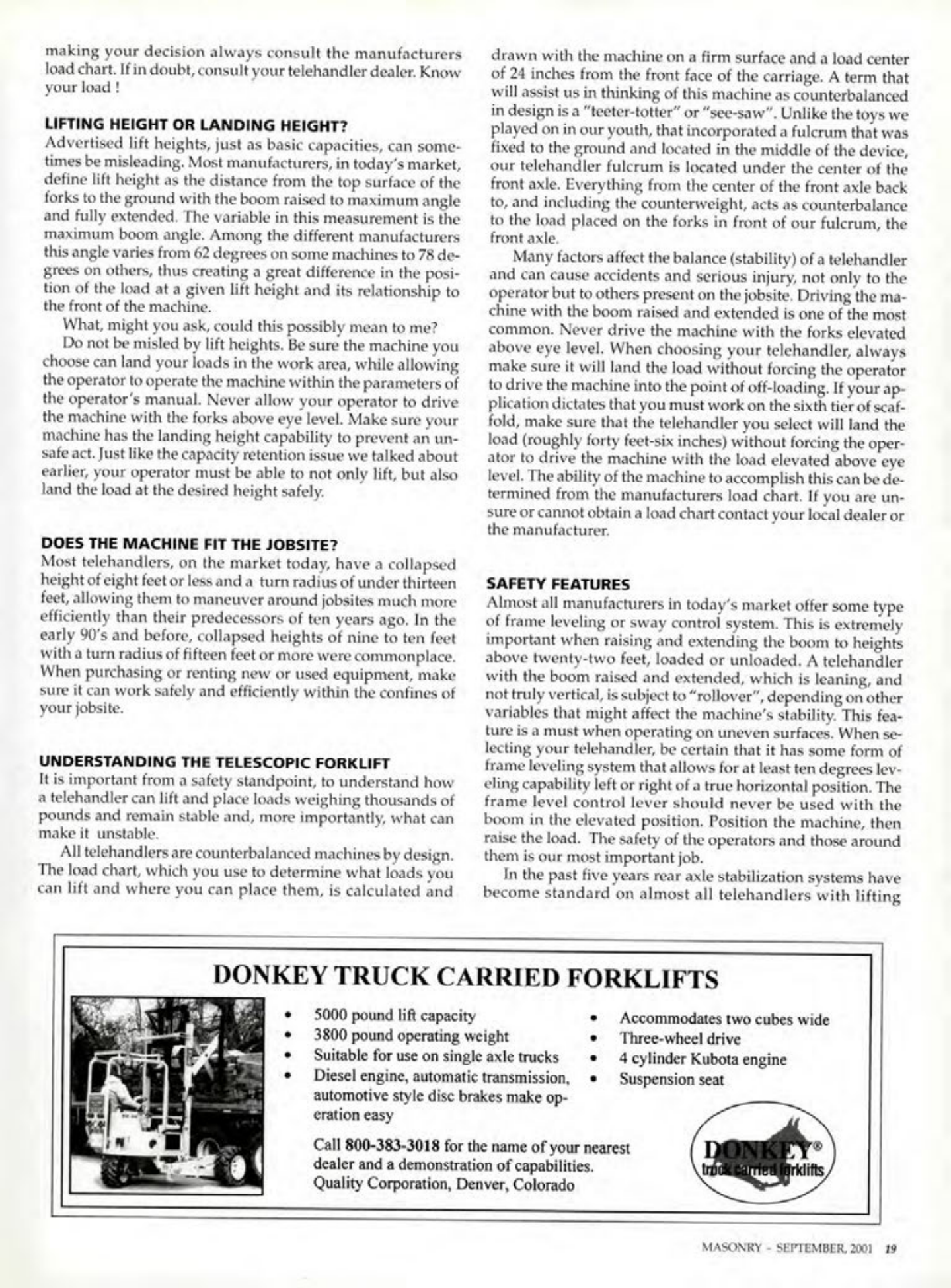Masonry Magazine September 2001 Page. 19