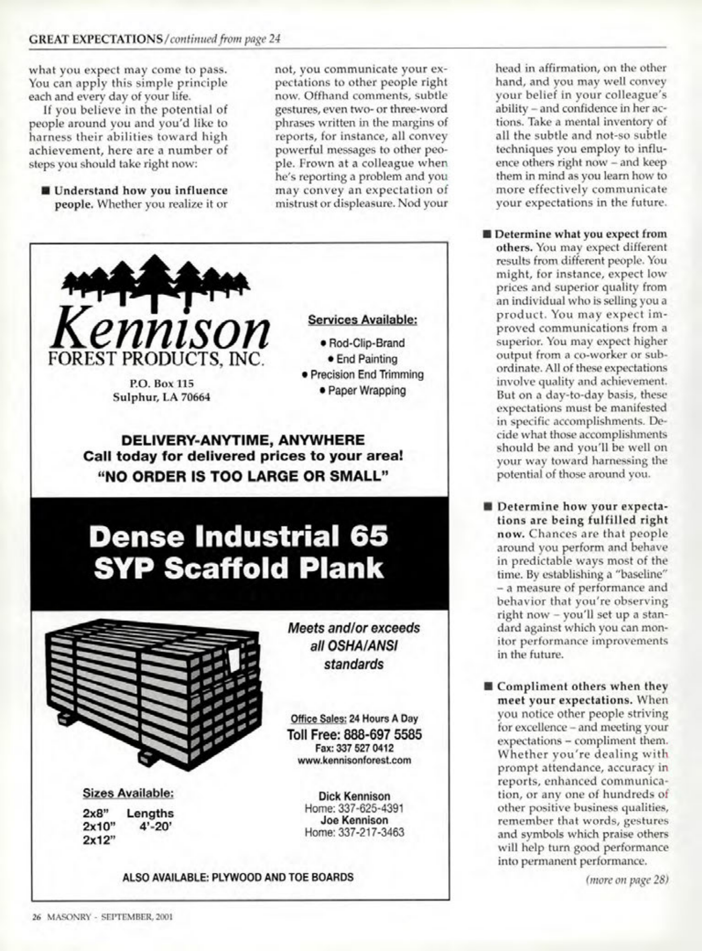 Masonry Magazine September 2001 Page. 26