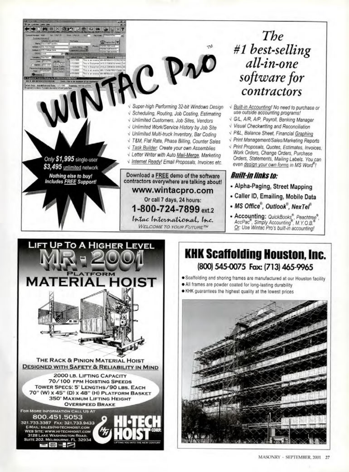 Masonry Magazine September 2001 Page. 27