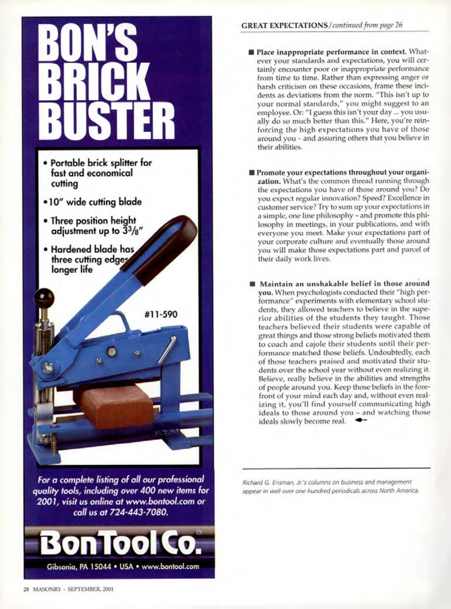 Masonry Magazine September 2001 Page. 28