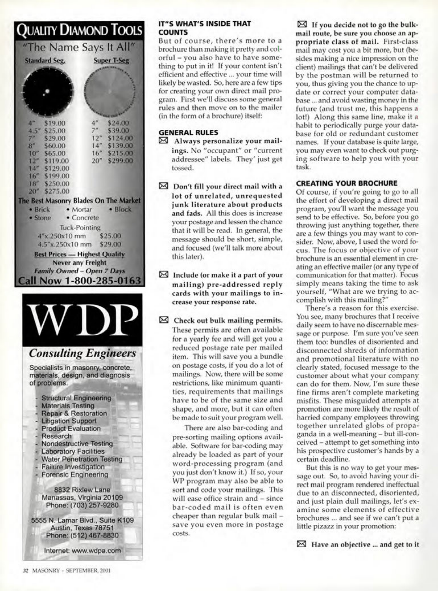 Masonry Magazine September 2001 Page. 32