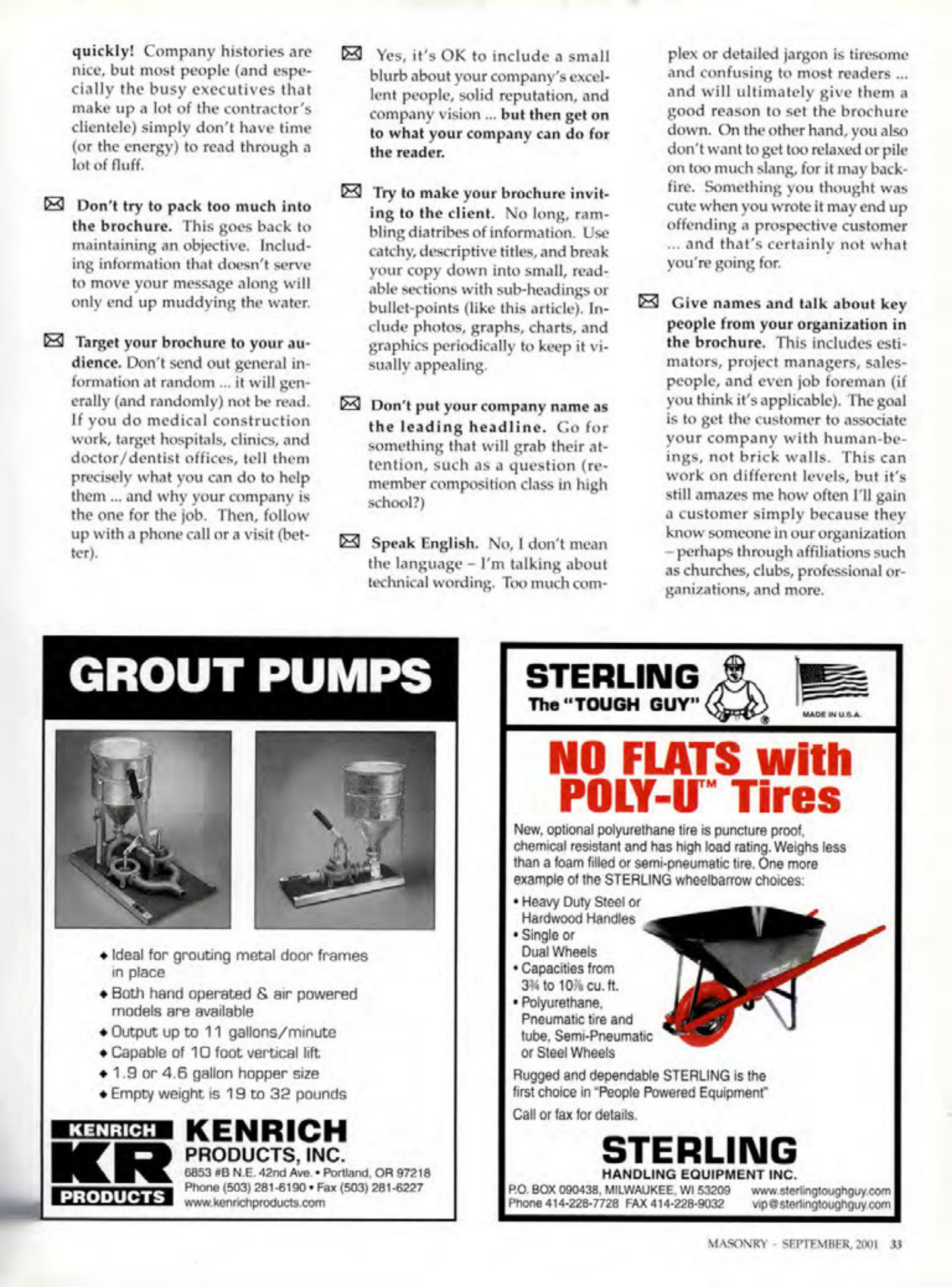Masonry Magazine September 2001 Page. 33