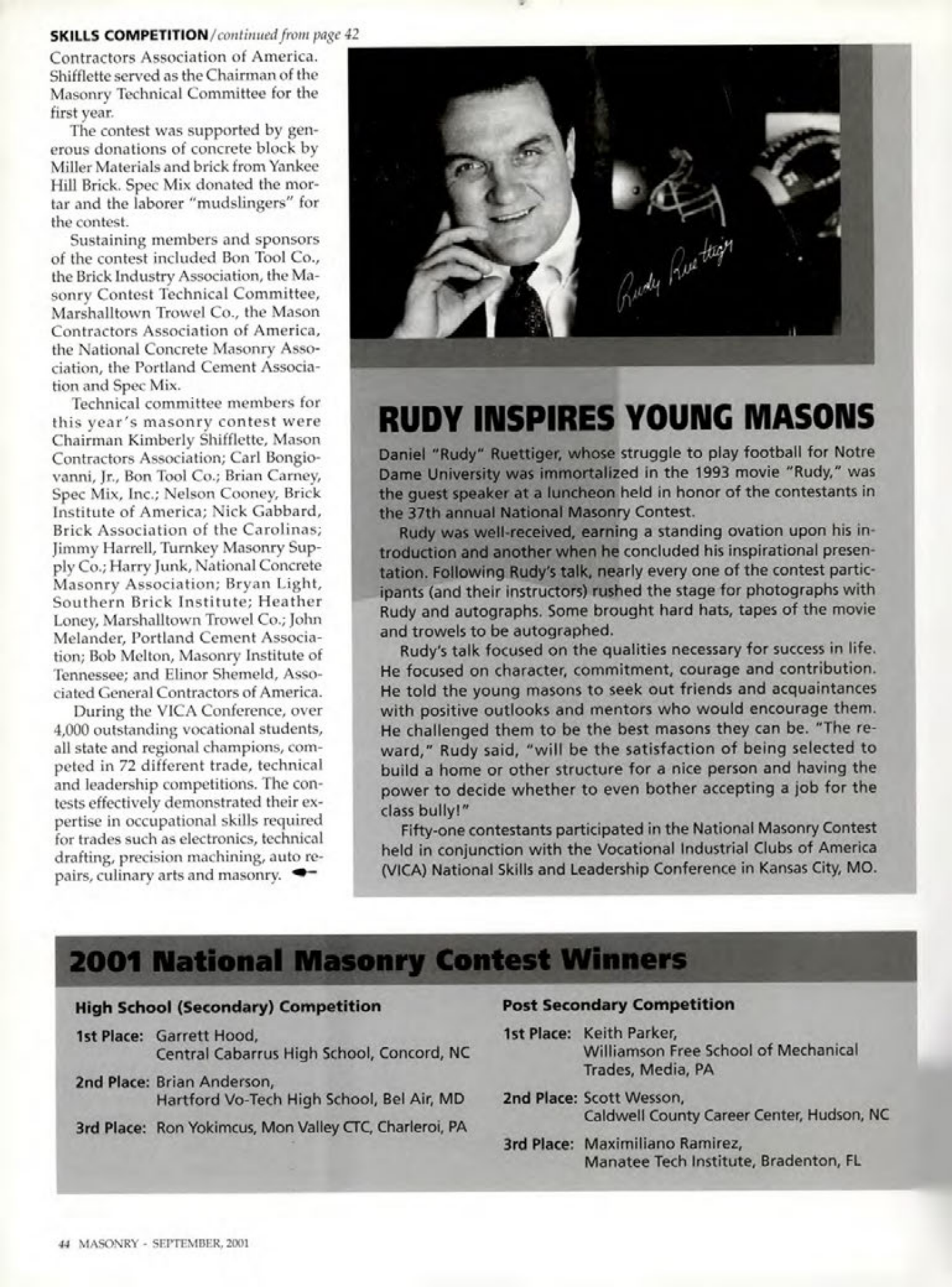 Masonry Magazine September 2001 Page. 44