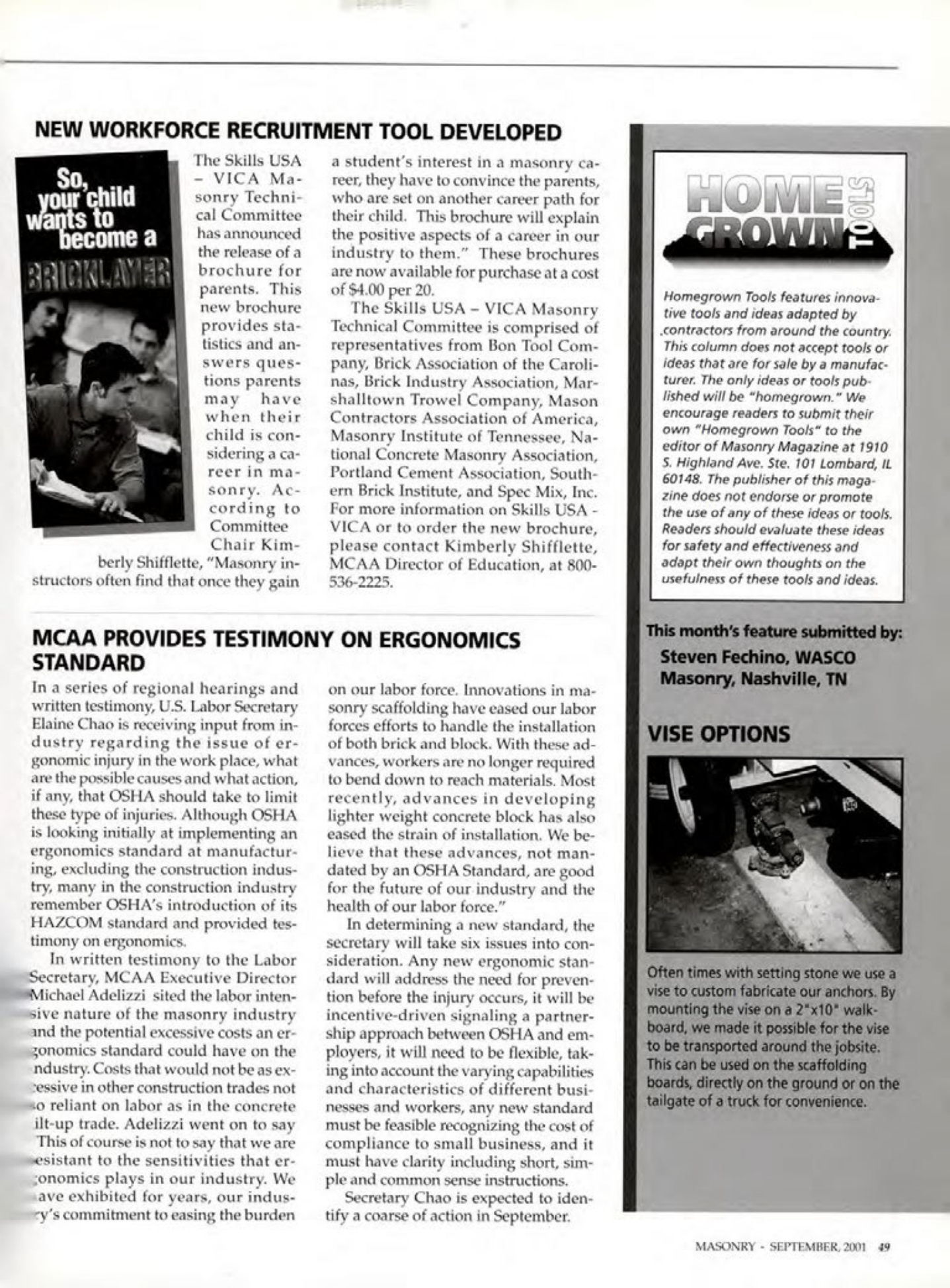 Masonry Magazine September 2001 Page. 49