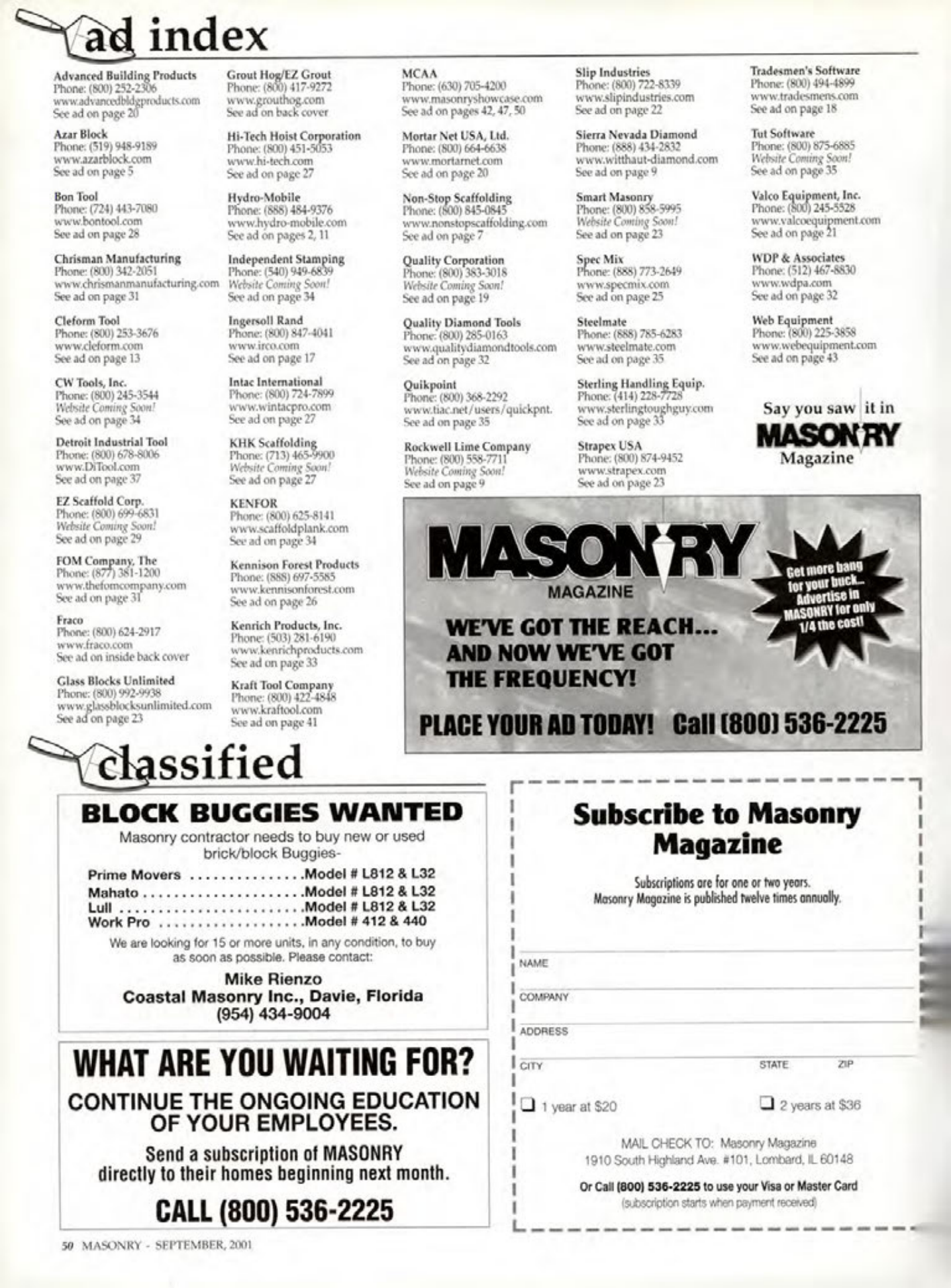 Masonry Magazine September 2001 Page. 50