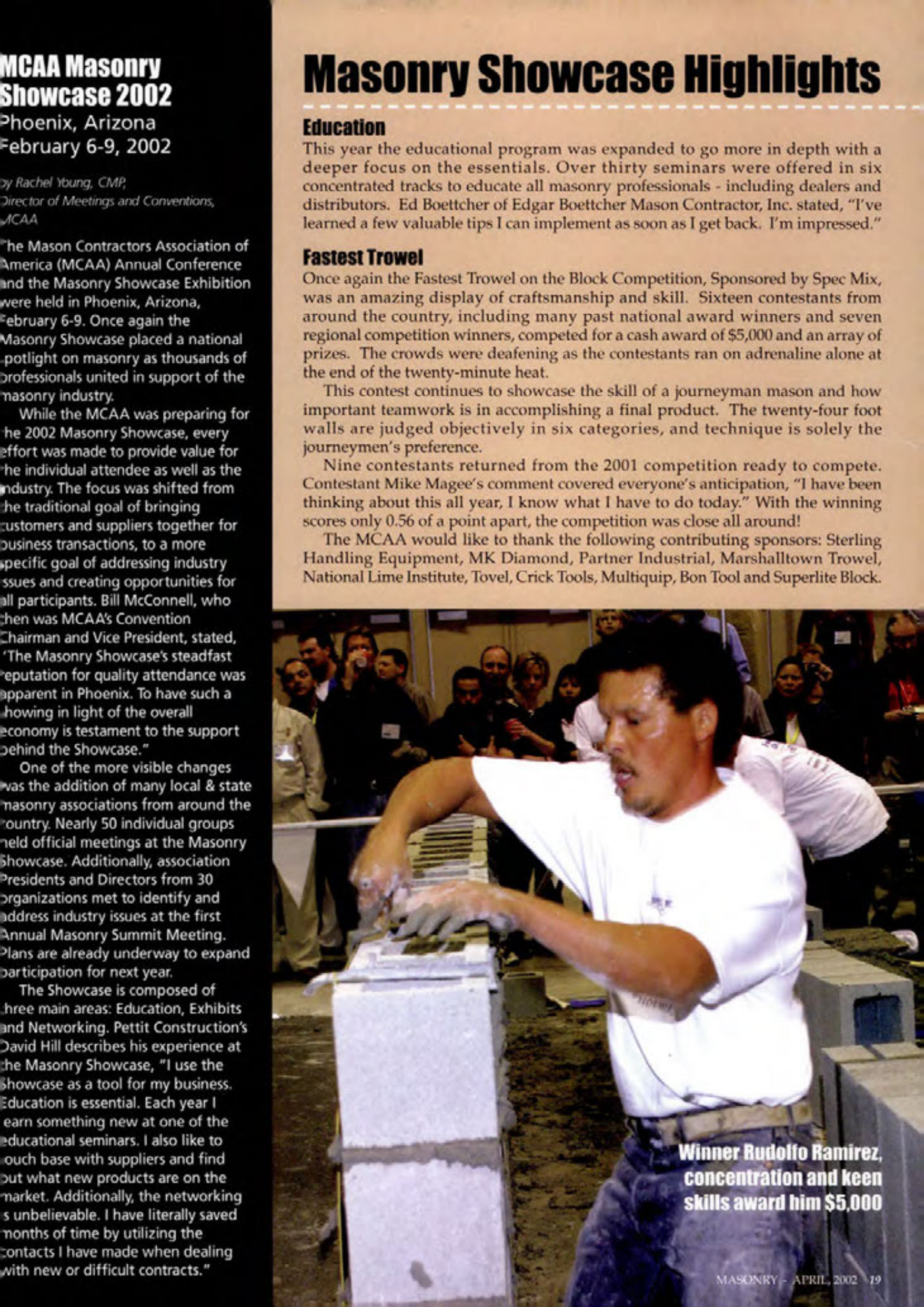 Masonry Magazine April 2002 Page. 19