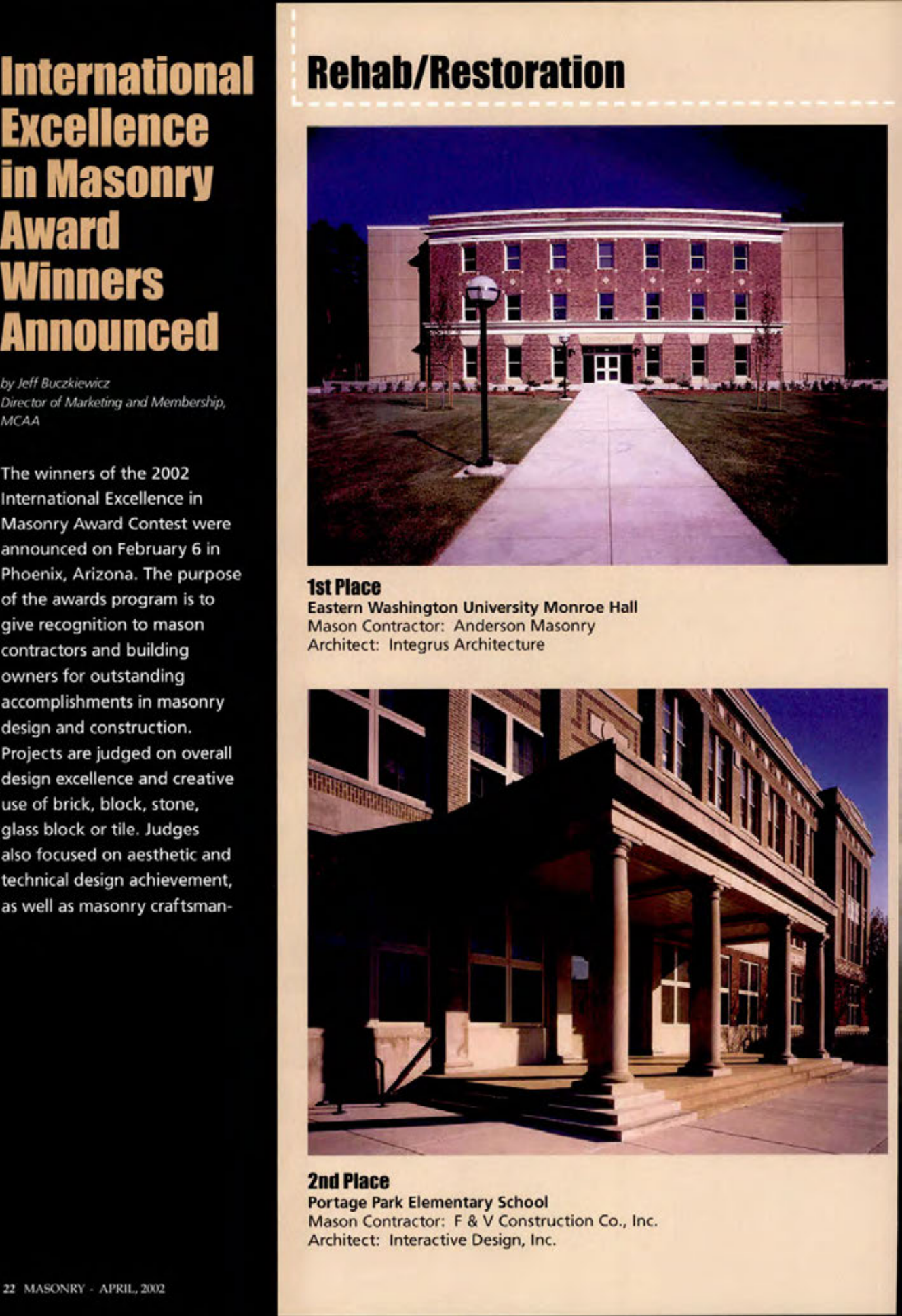 Masonry Magazine April 2002 Page. 22