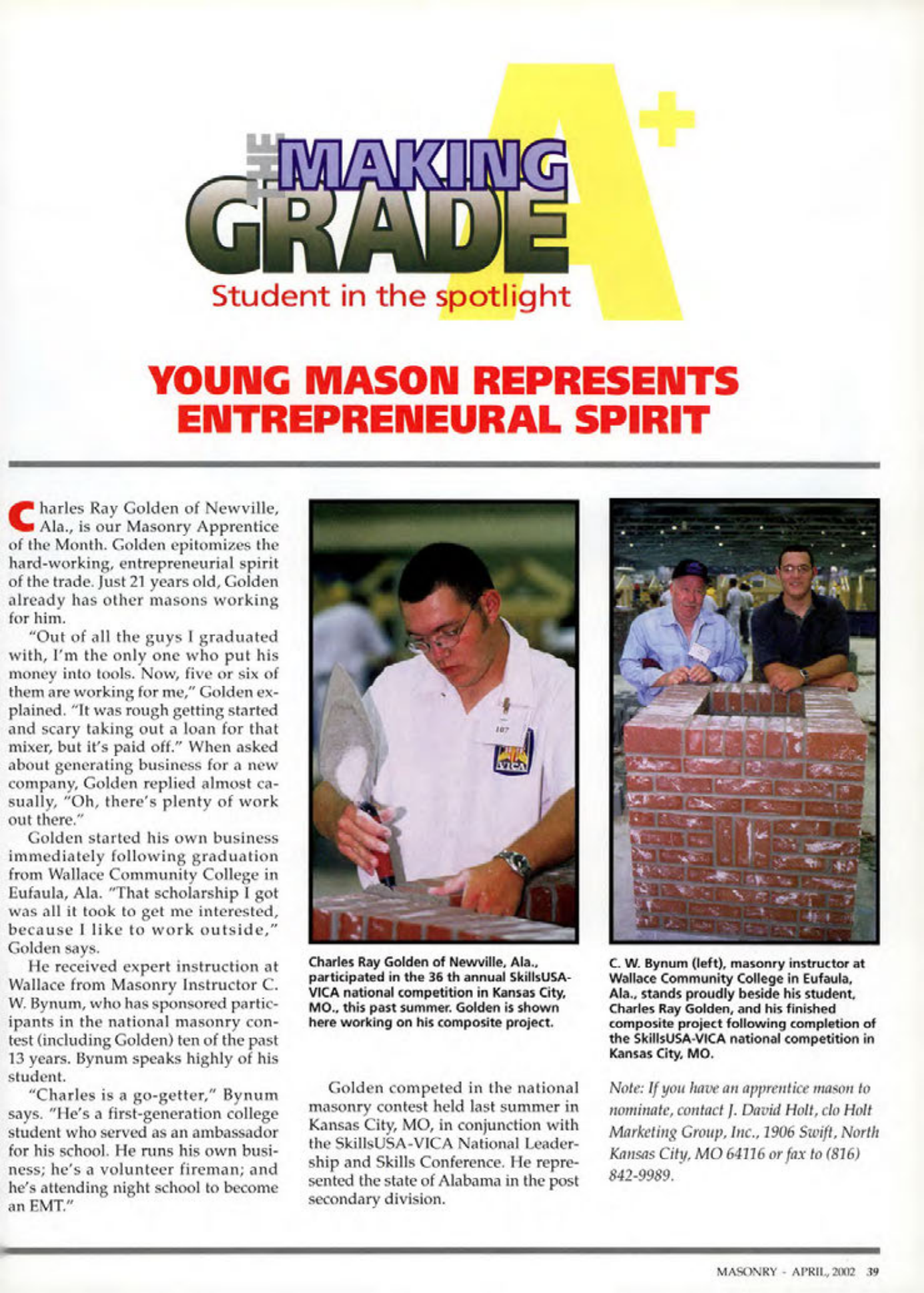 Masonry Magazine April 2002 Page. 39