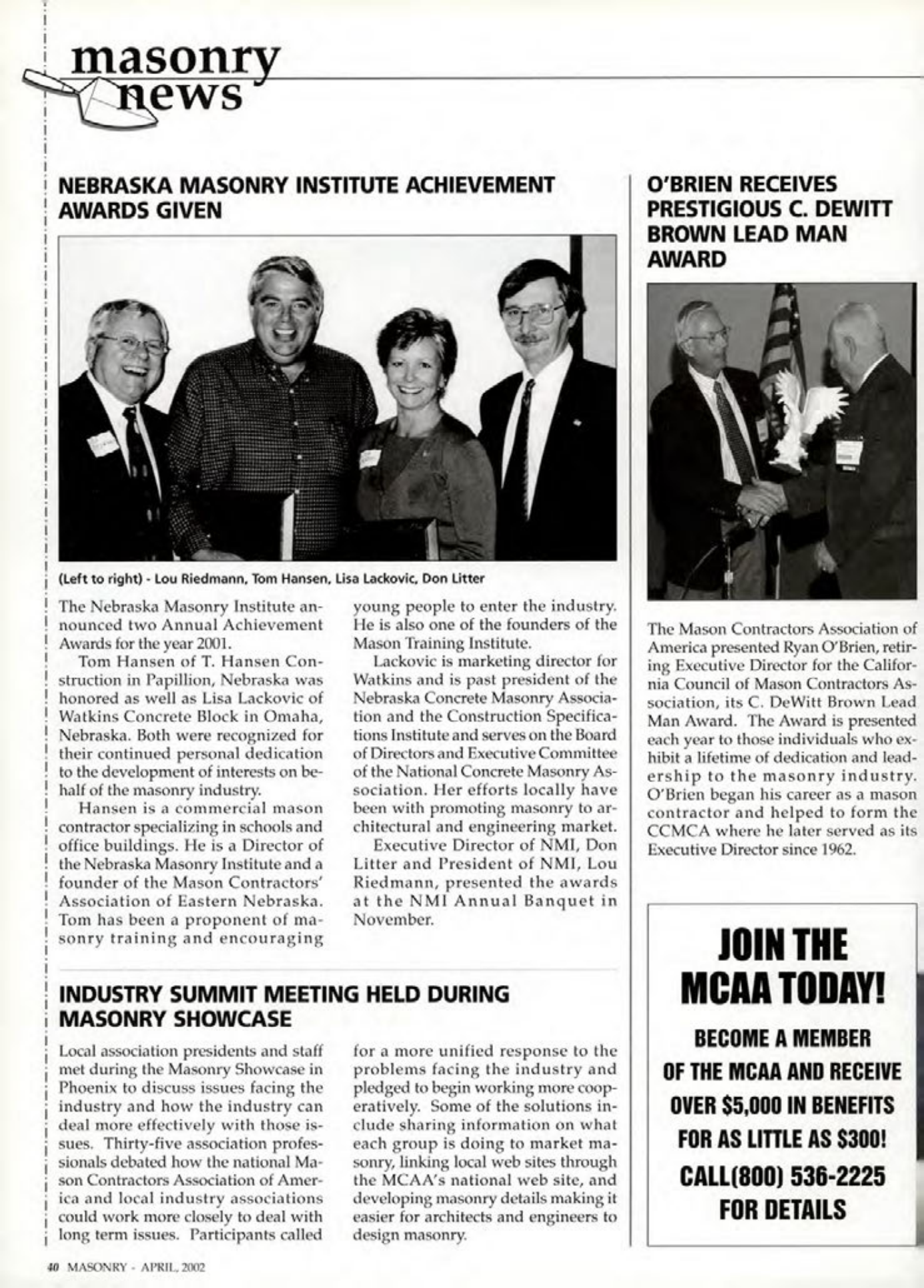 Masonry Magazine April 2002 Page. 40