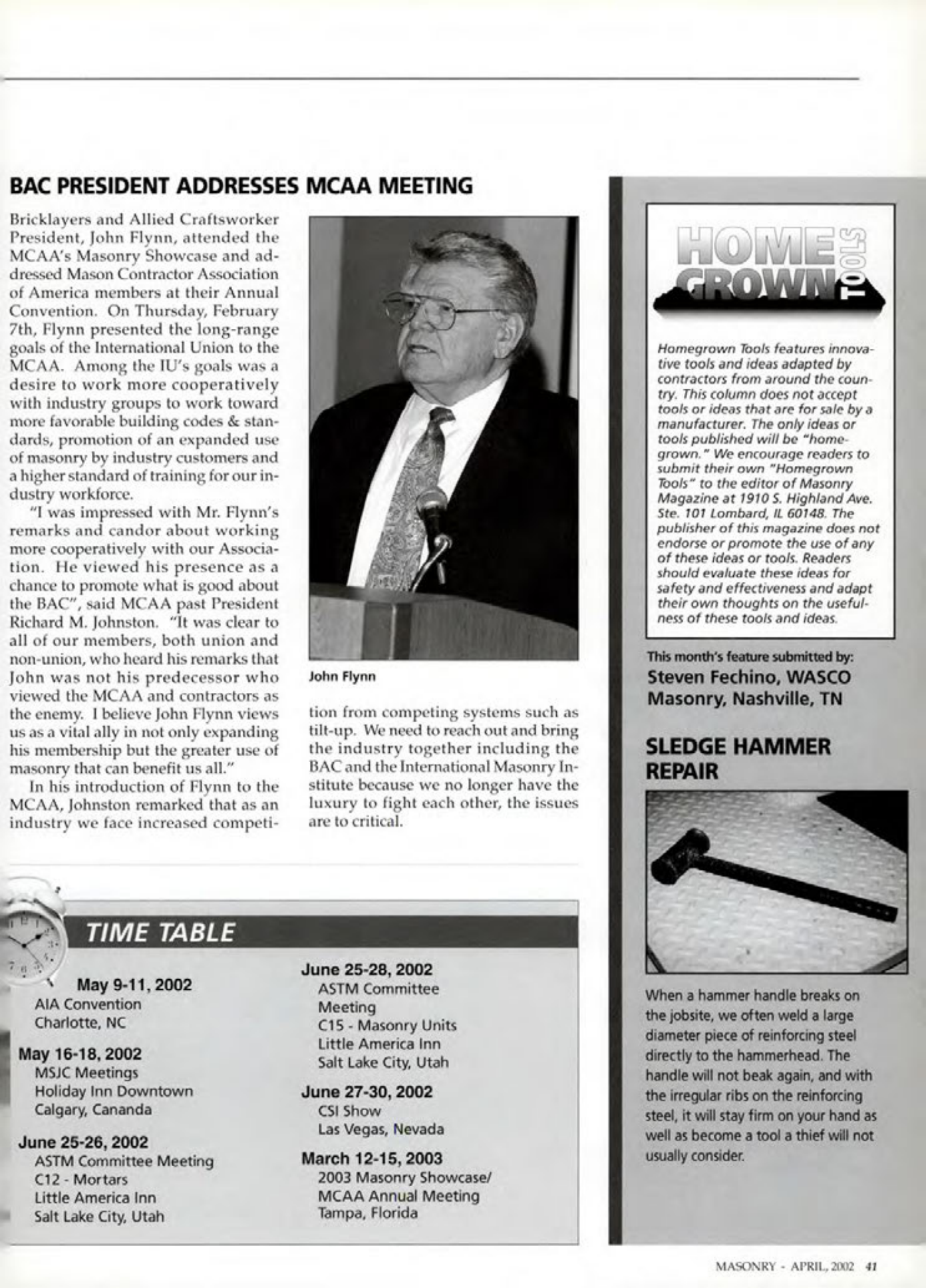 Masonry Magazine April 2002 Page. 41