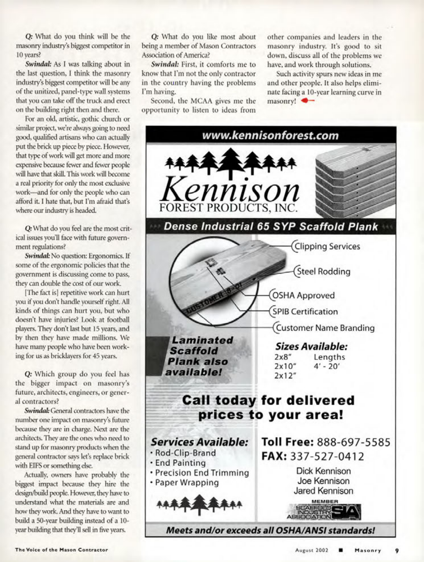 Masonry Magazine August 2002 Page. 11