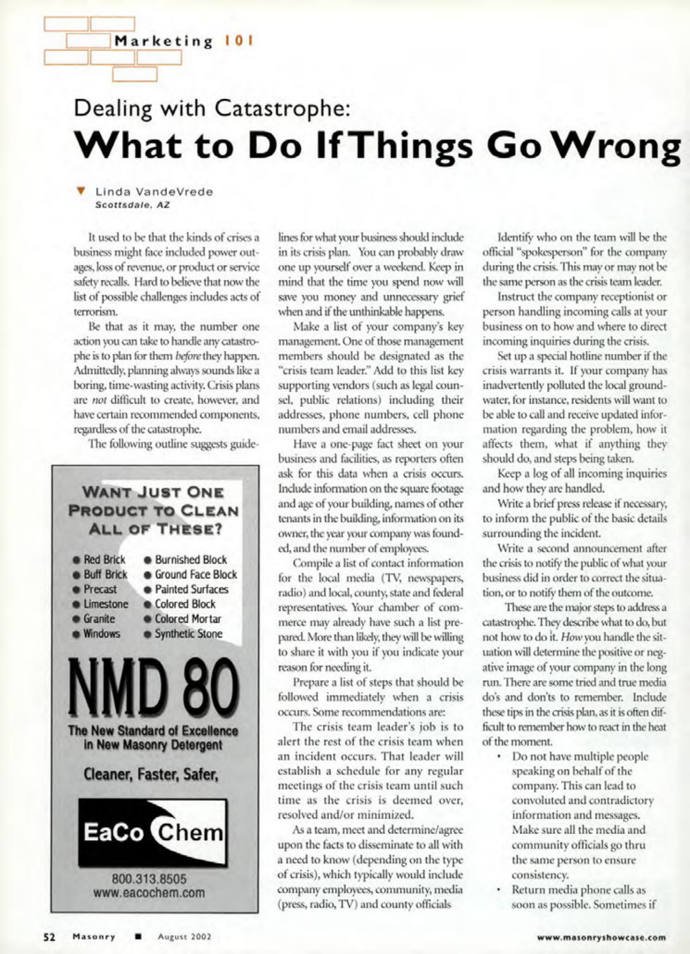 Masonry Magazine August 2002 Page. 54