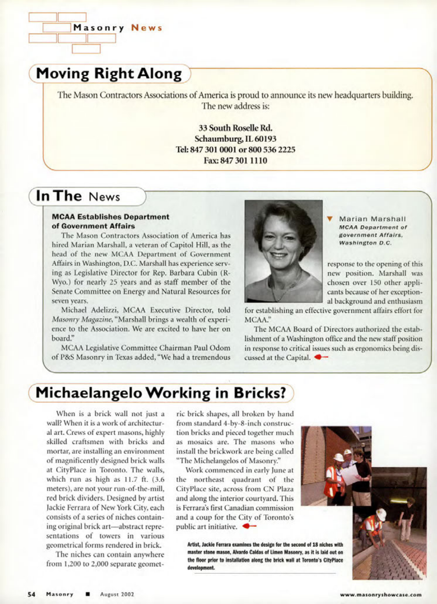 Masonry Magazine August 2002 Page. 56