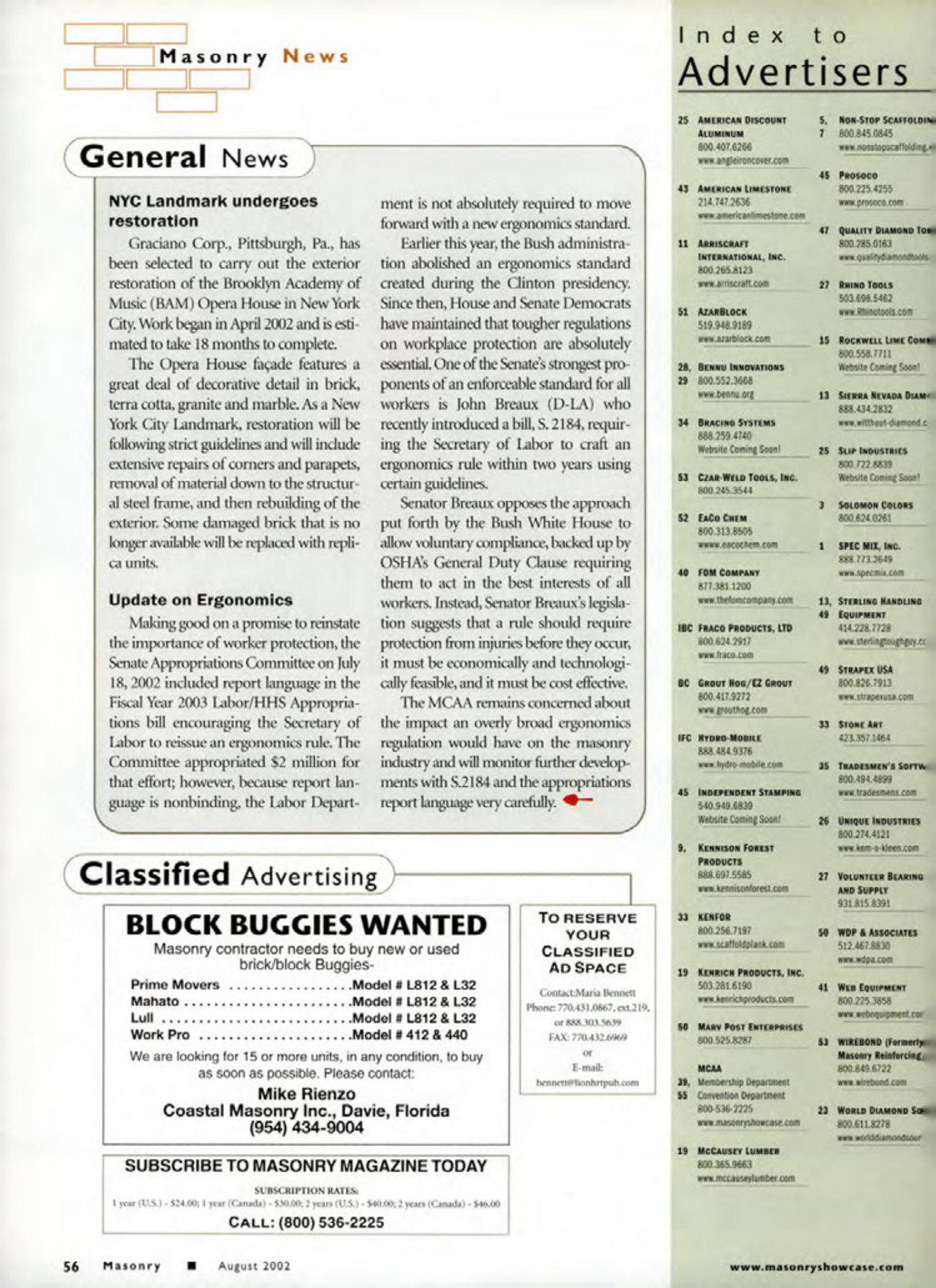 Masonry Magazine August 2002 Page. 58