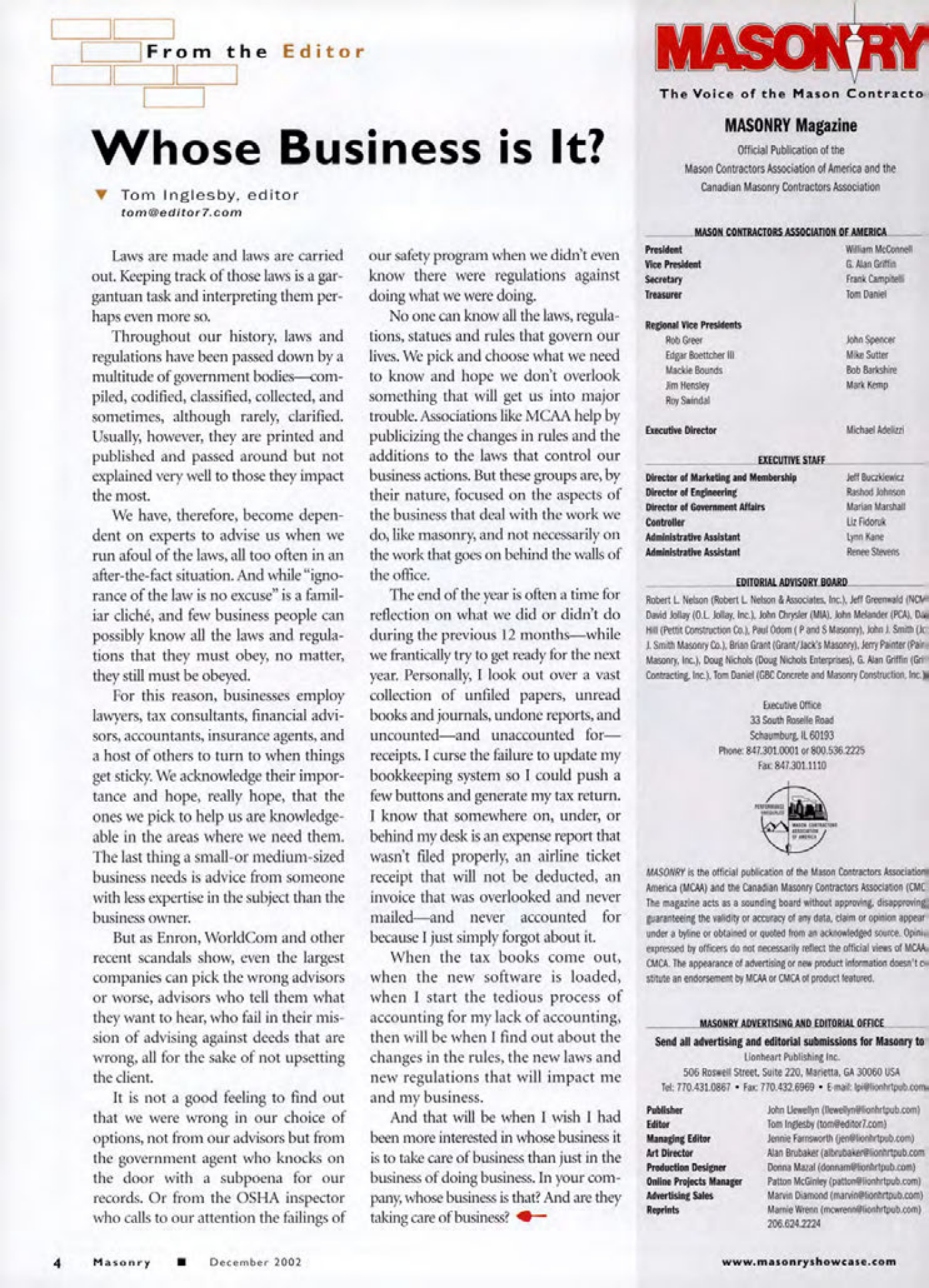 Masonry Magazine December 2002 Page. 6