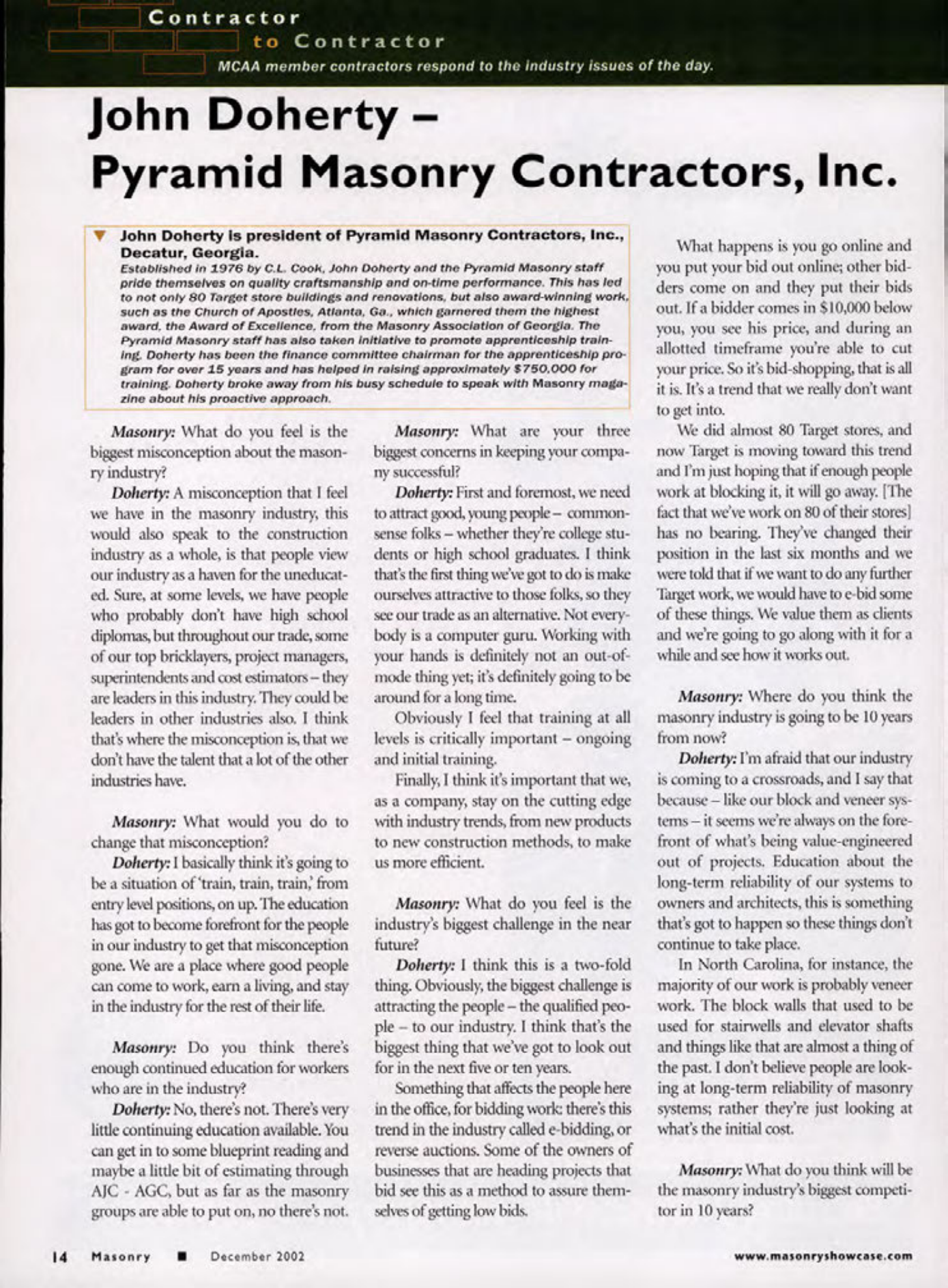 Masonry Magazine December 2002 Page. 16