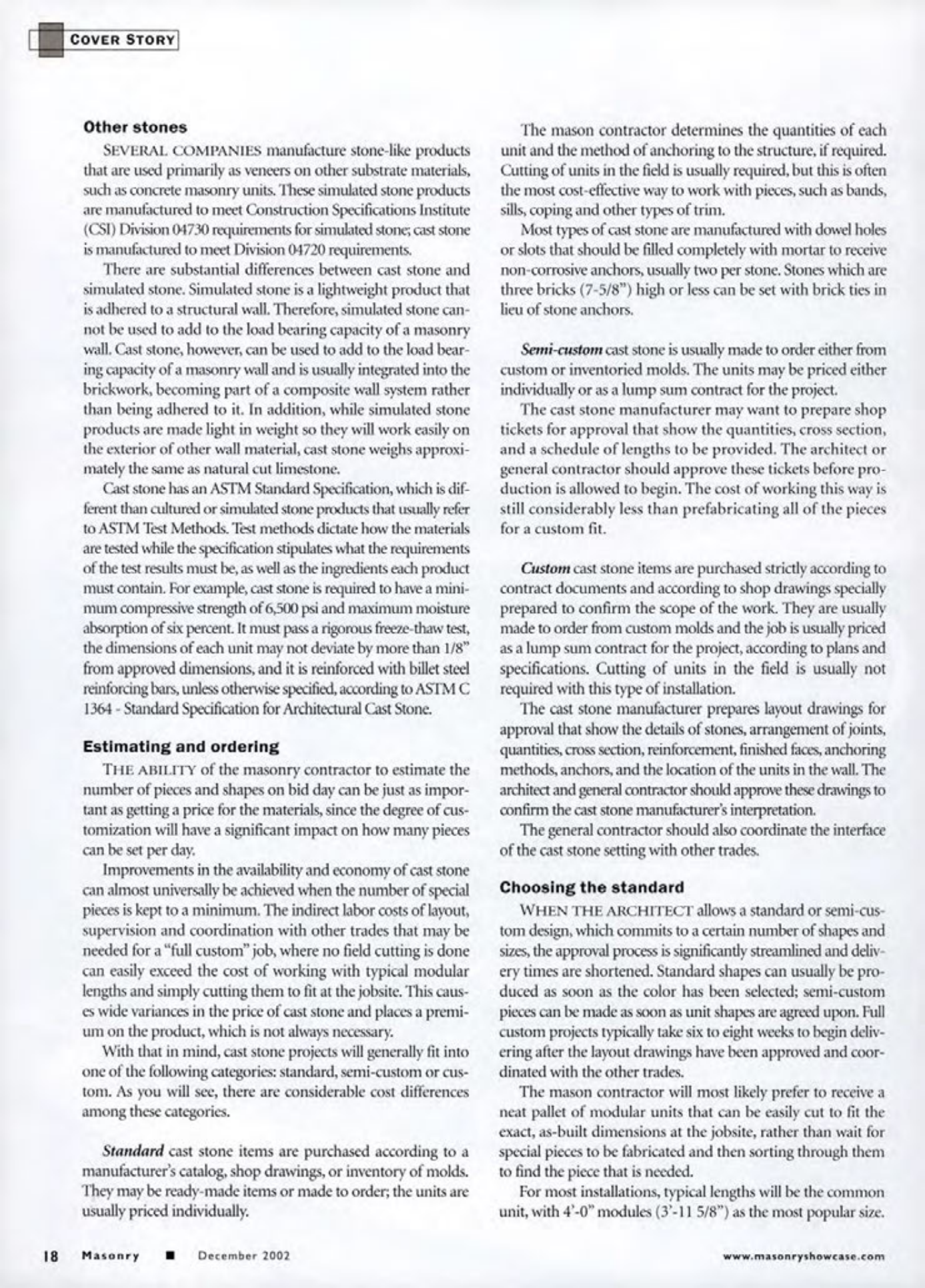 Masonry Magazine December 2002 Page. 20