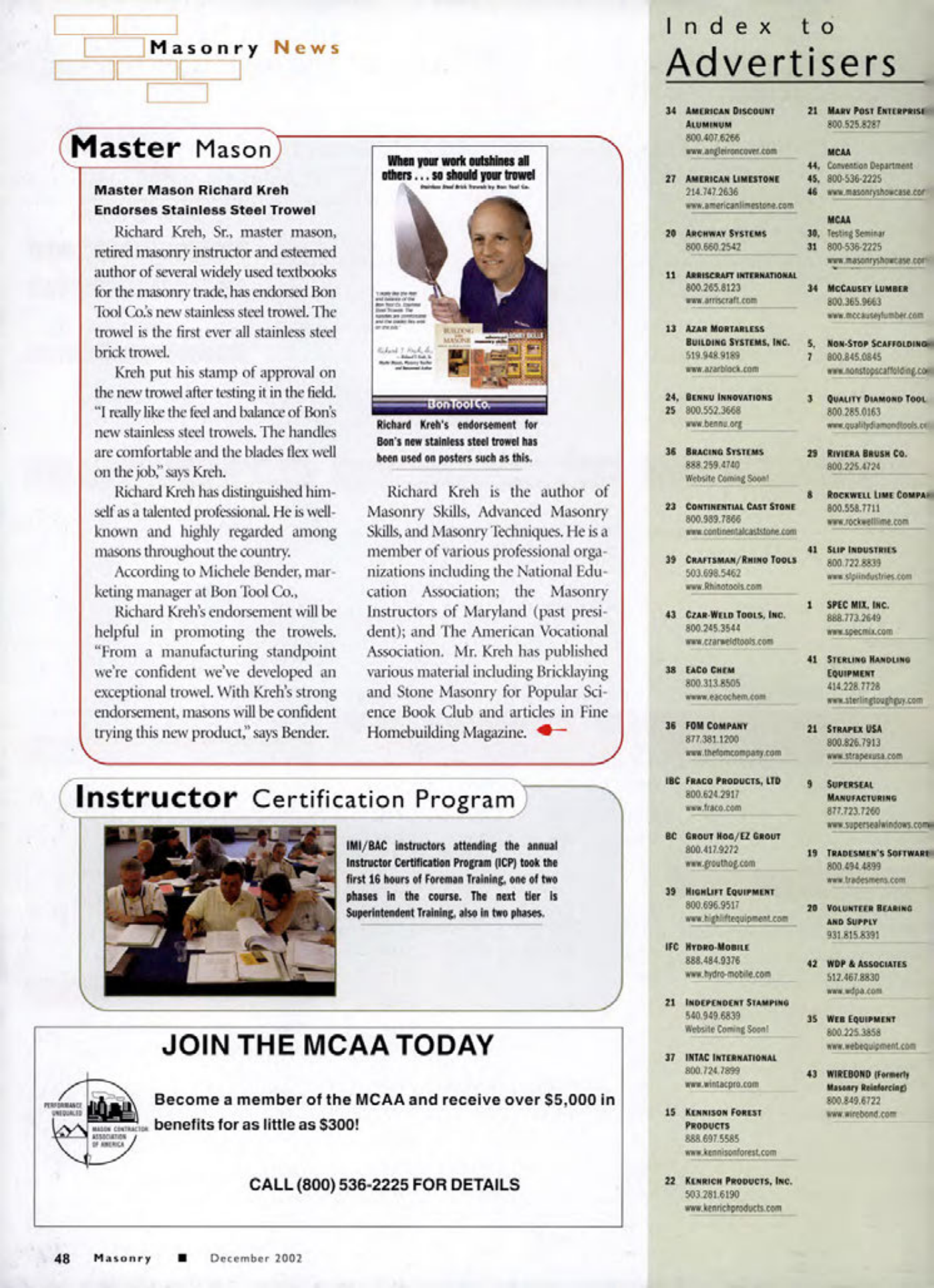 Masonry Magazine December 2002 Page. 50