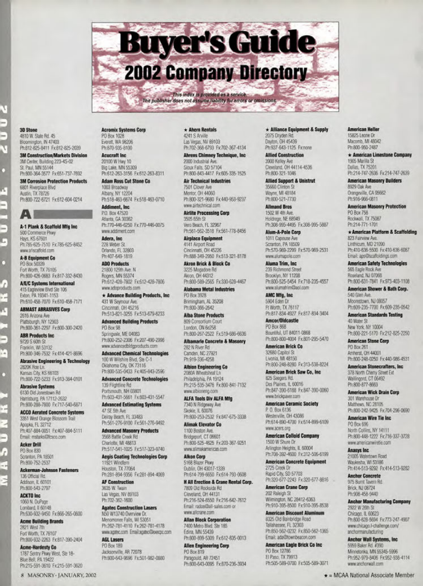 Masonry Magazine January 2002 Page. 8