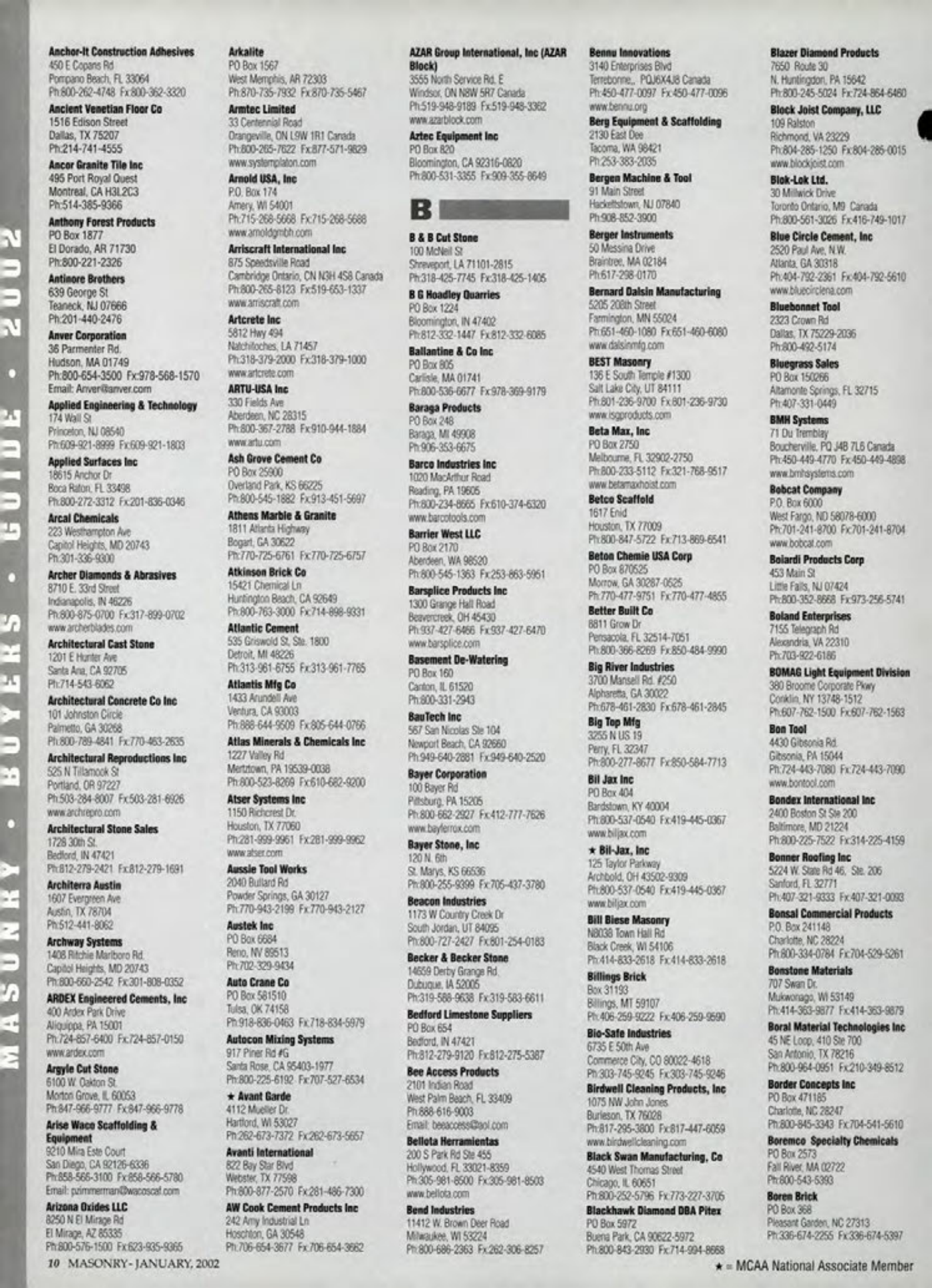 Masonry Magazine January 2002 Page. 10