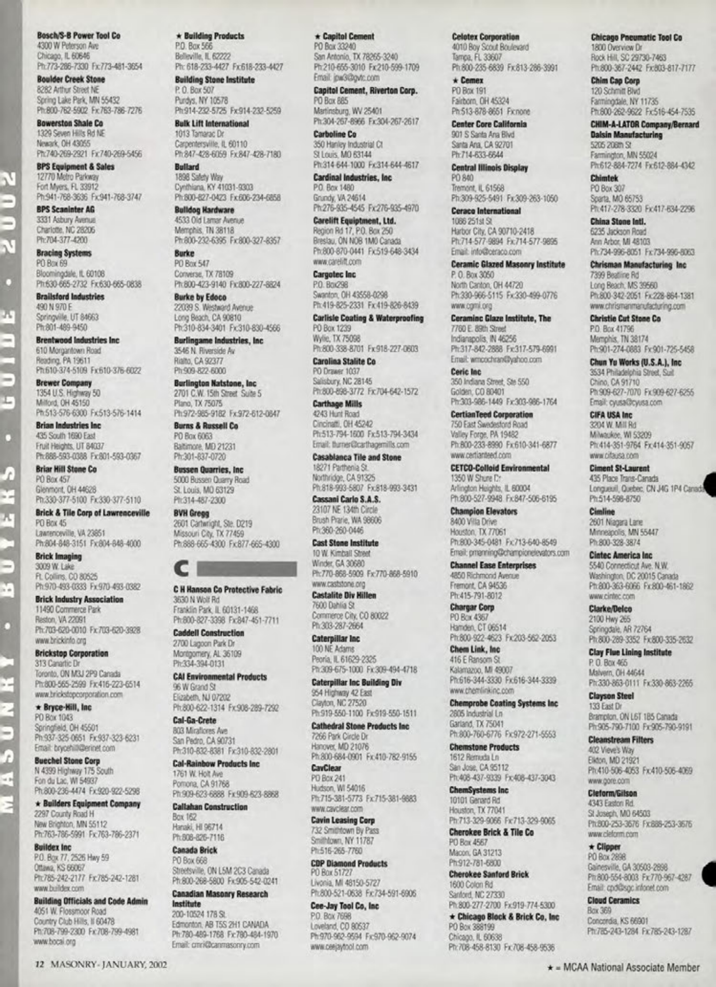 Masonry Magazine January 2002 Page. 12