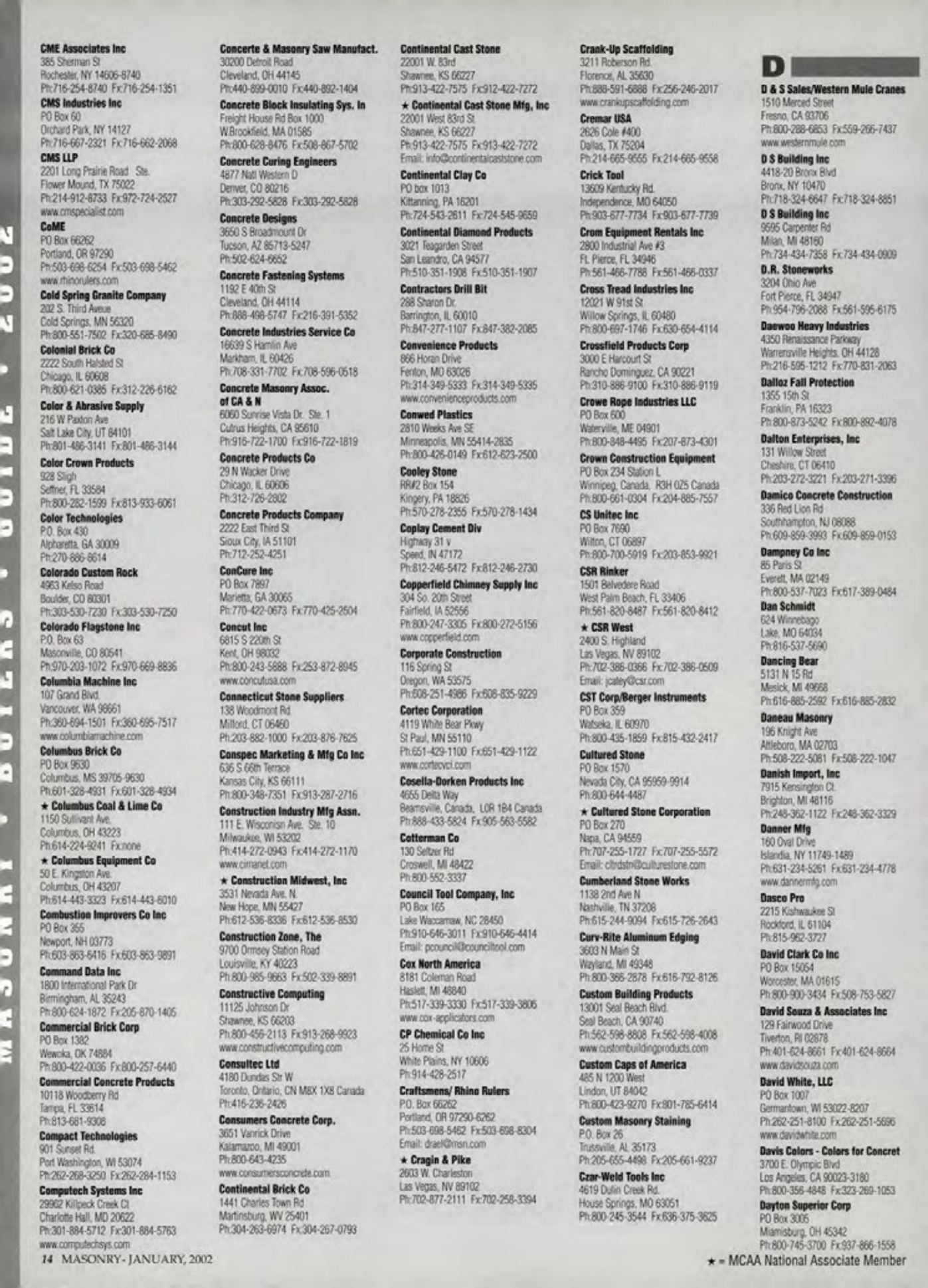 Masonry Magazine January 2002 Page. 14