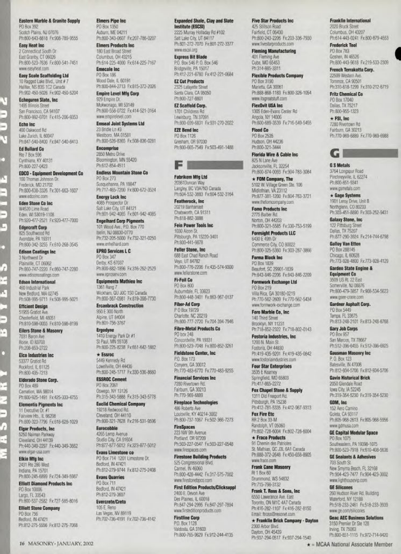 Masonry Magazine January 2002 Page. 16