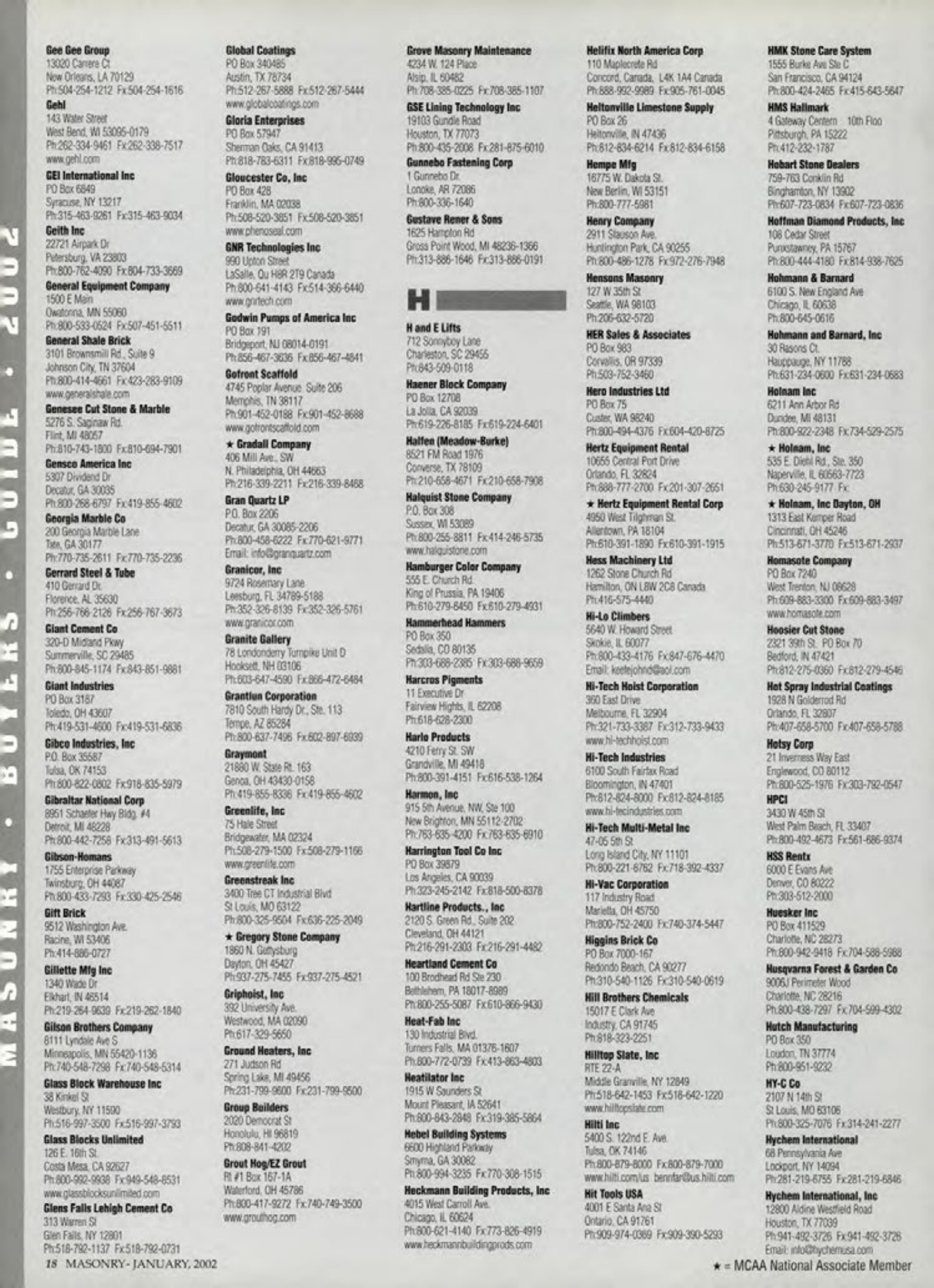 Masonry Magazine January 2002 Page. 18