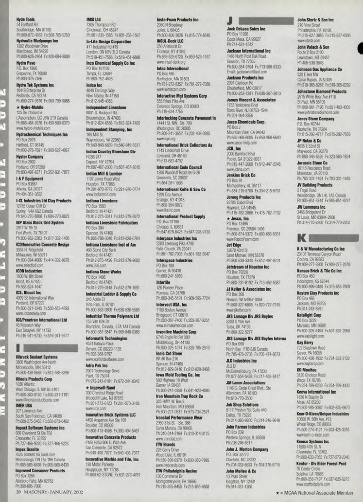 Masonry Magazine January 2002 Page. 20