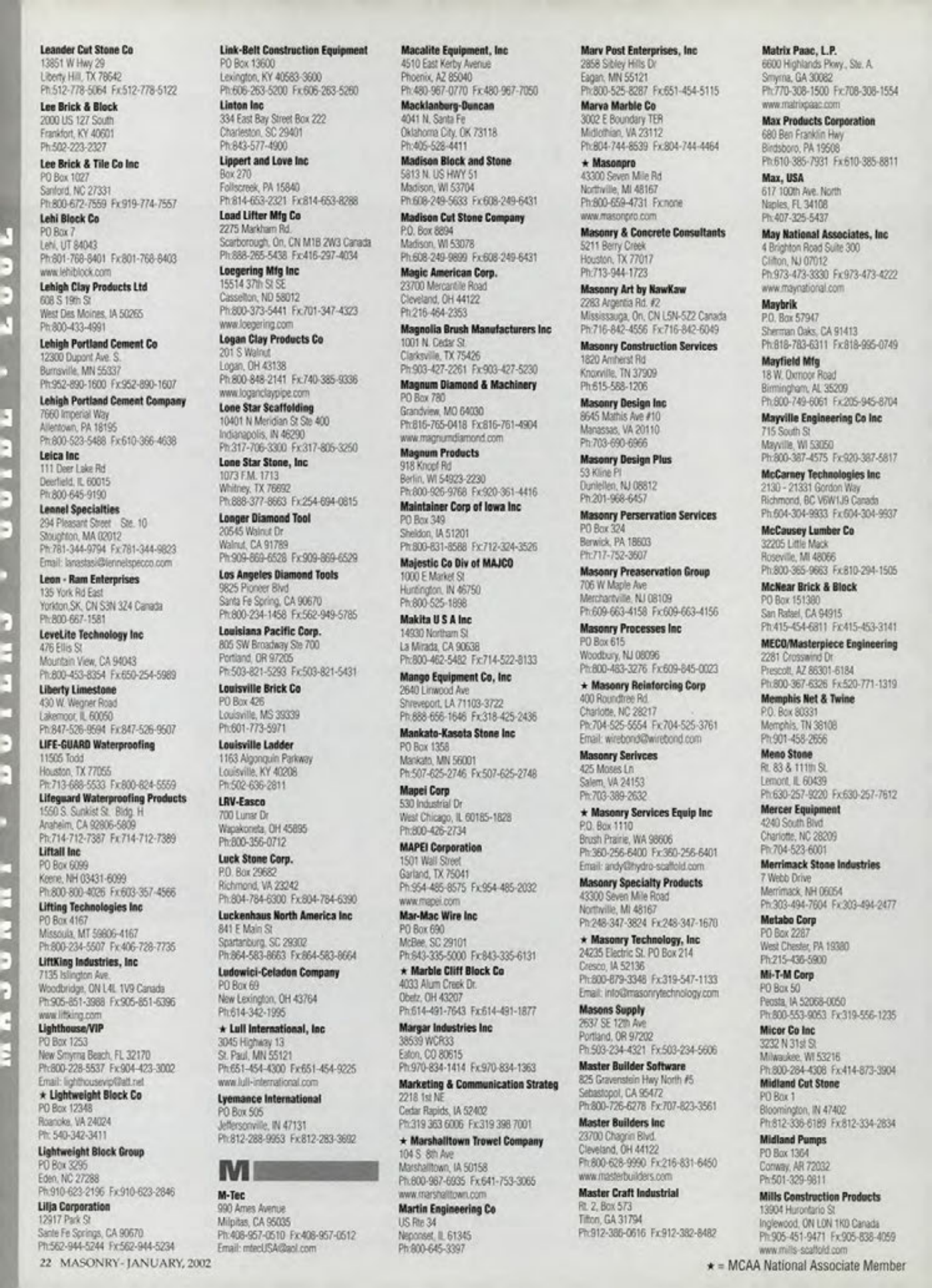 Masonry Magazine January 2002 Page. 22