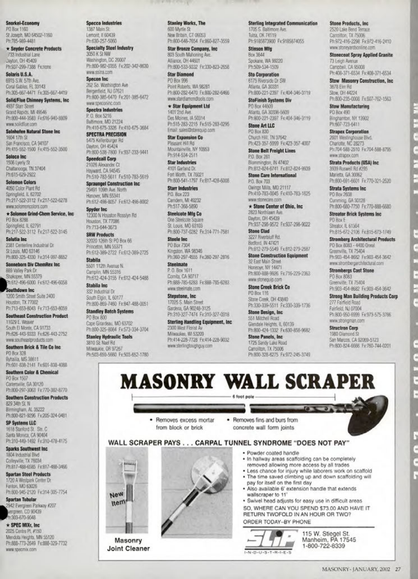 Masonry Magazine January 2002 Page. 27