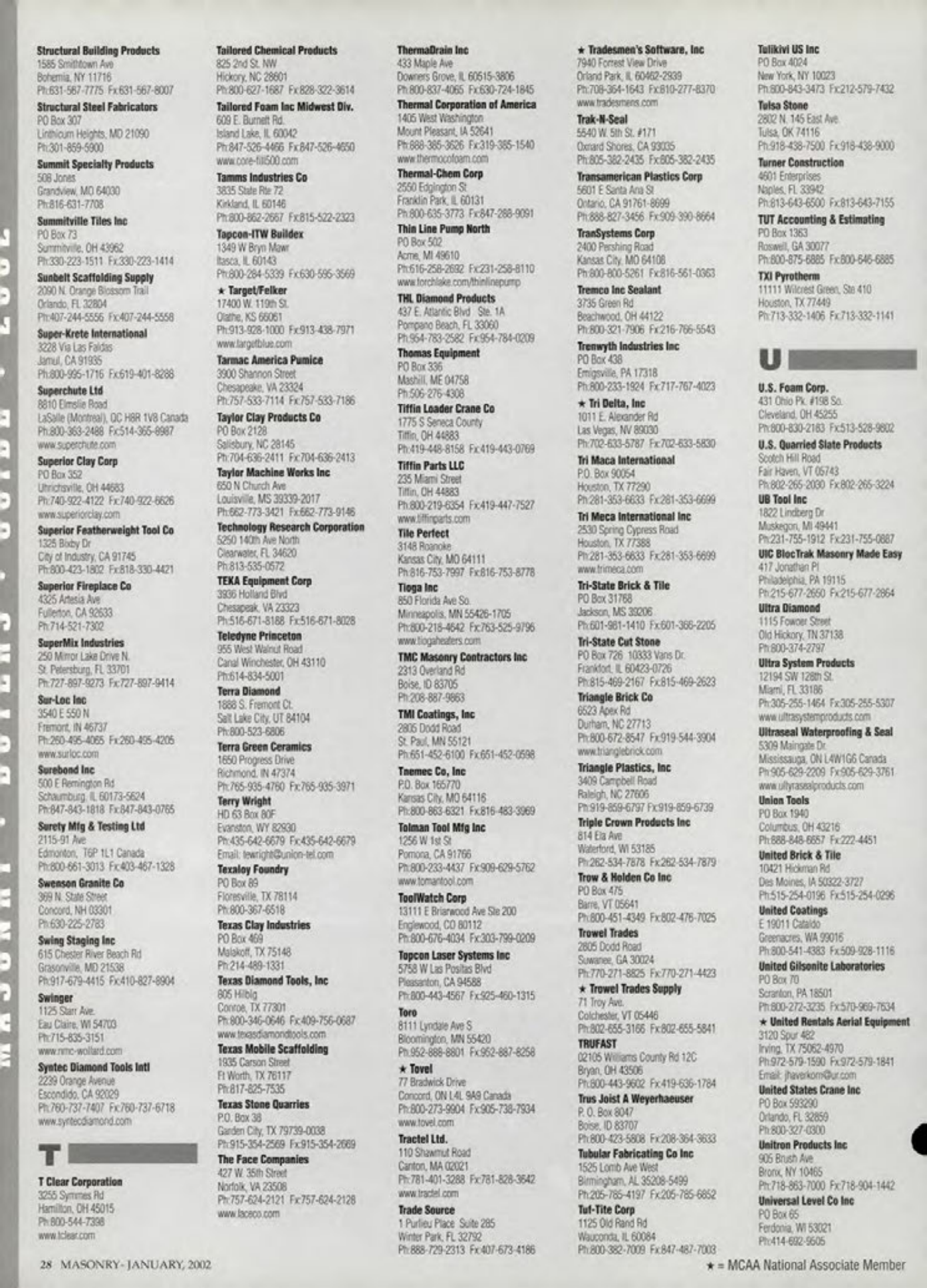 Masonry Magazine January 2002 Page. 28
