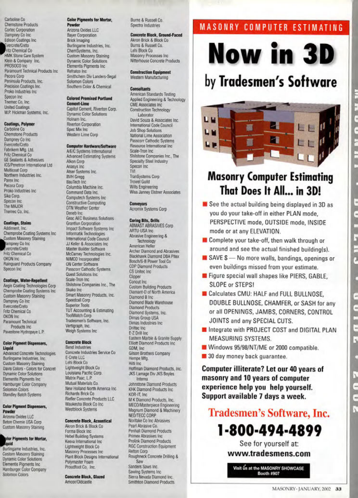 Masonry Magazine January 2002 Page. 33
