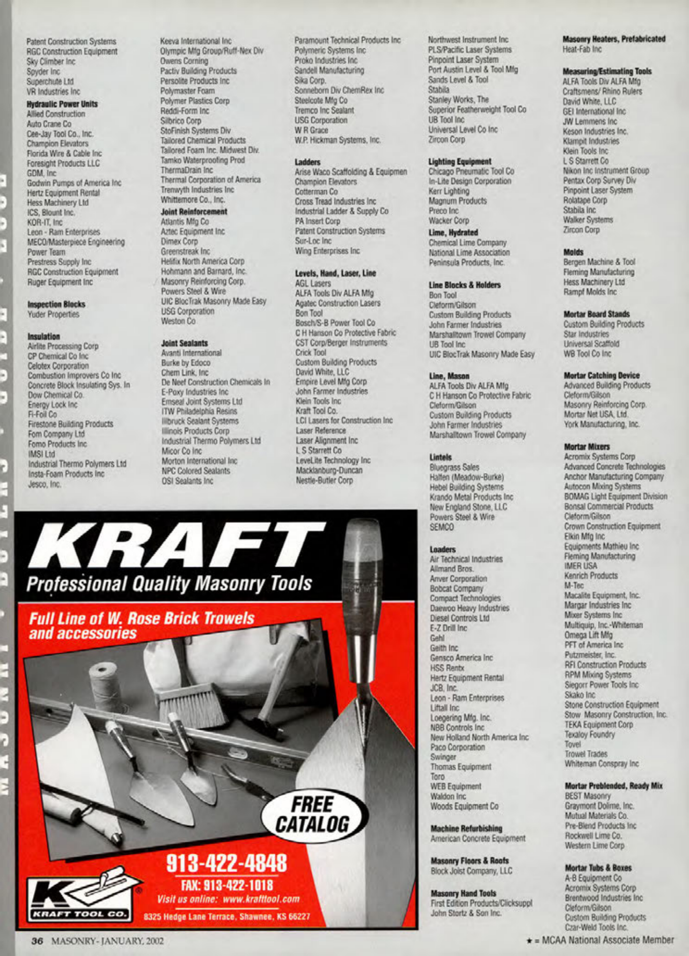 Masonry Magazine January 2002 Page. 36