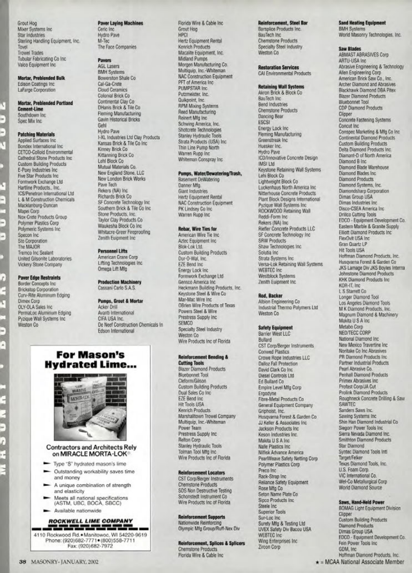 Masonry Magazine January 2002 Page. 38